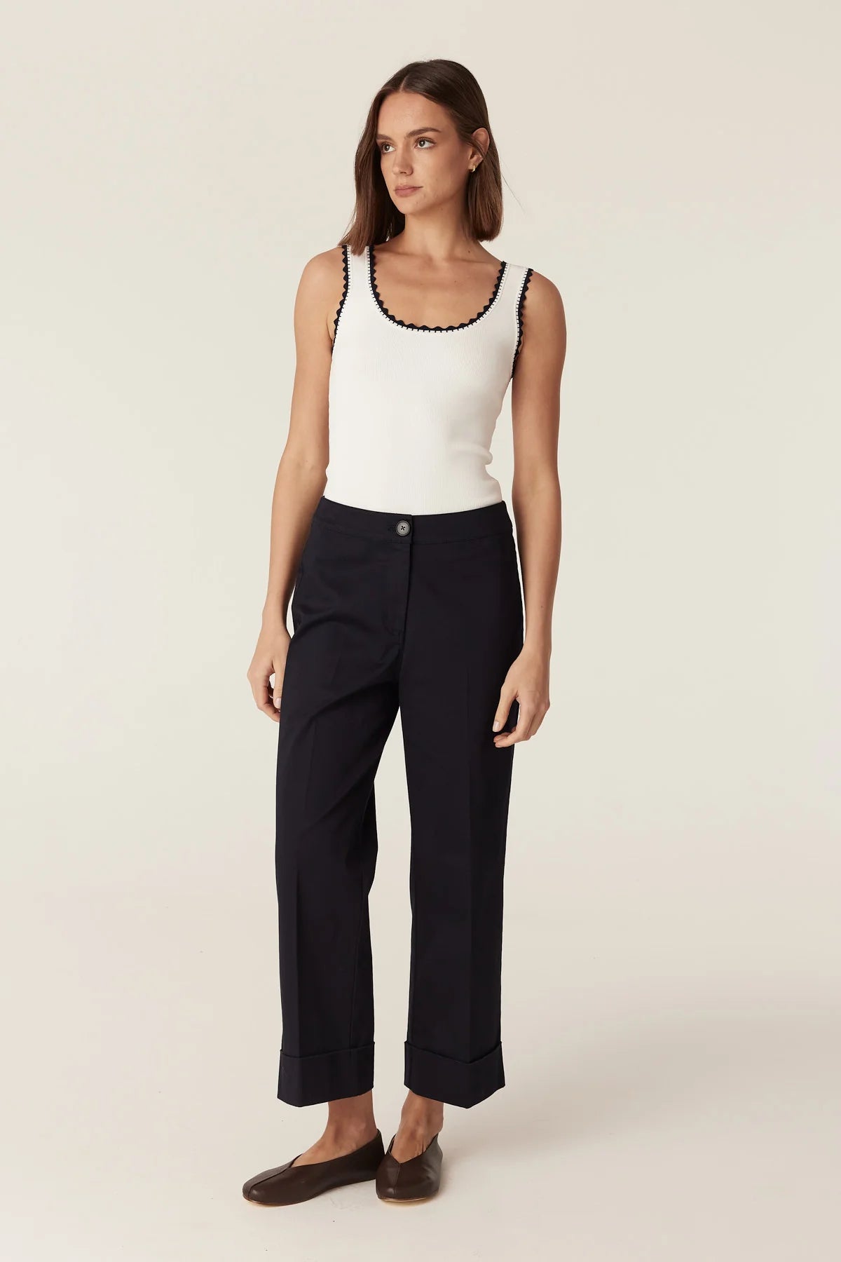Cable Crepe Knit Tank