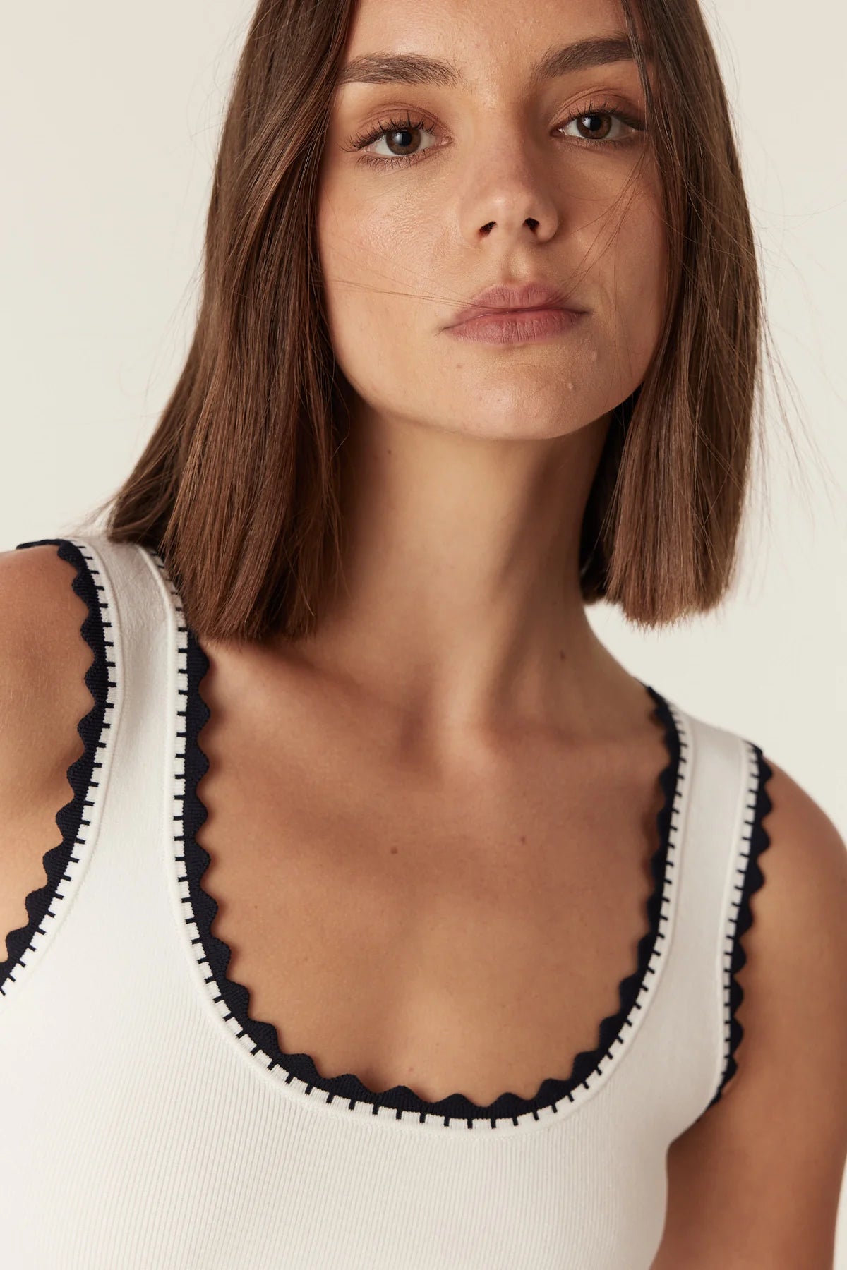Cable Crepe Knit Tank