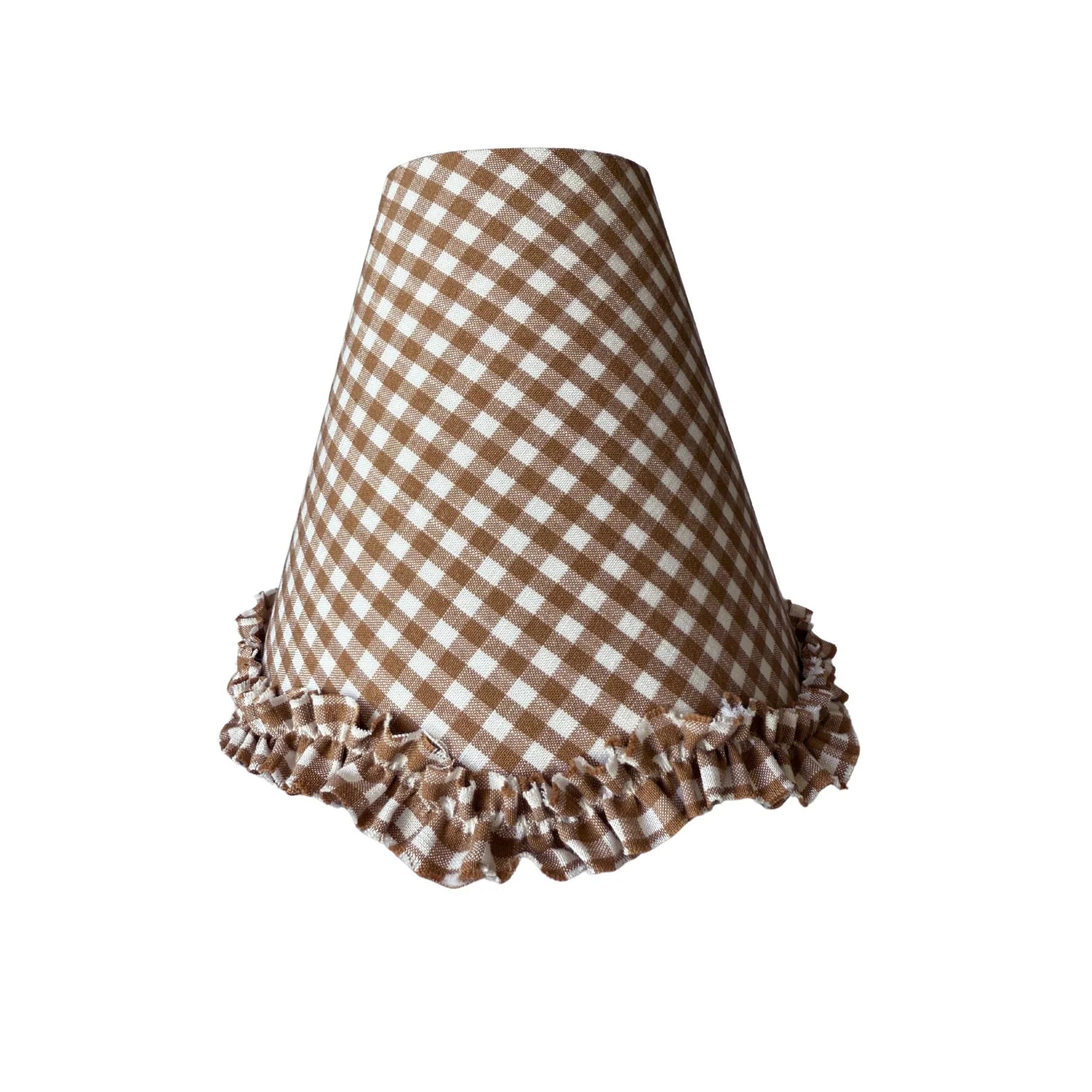 Chocolate Gingham Scallop Ruffle Lamp Shade