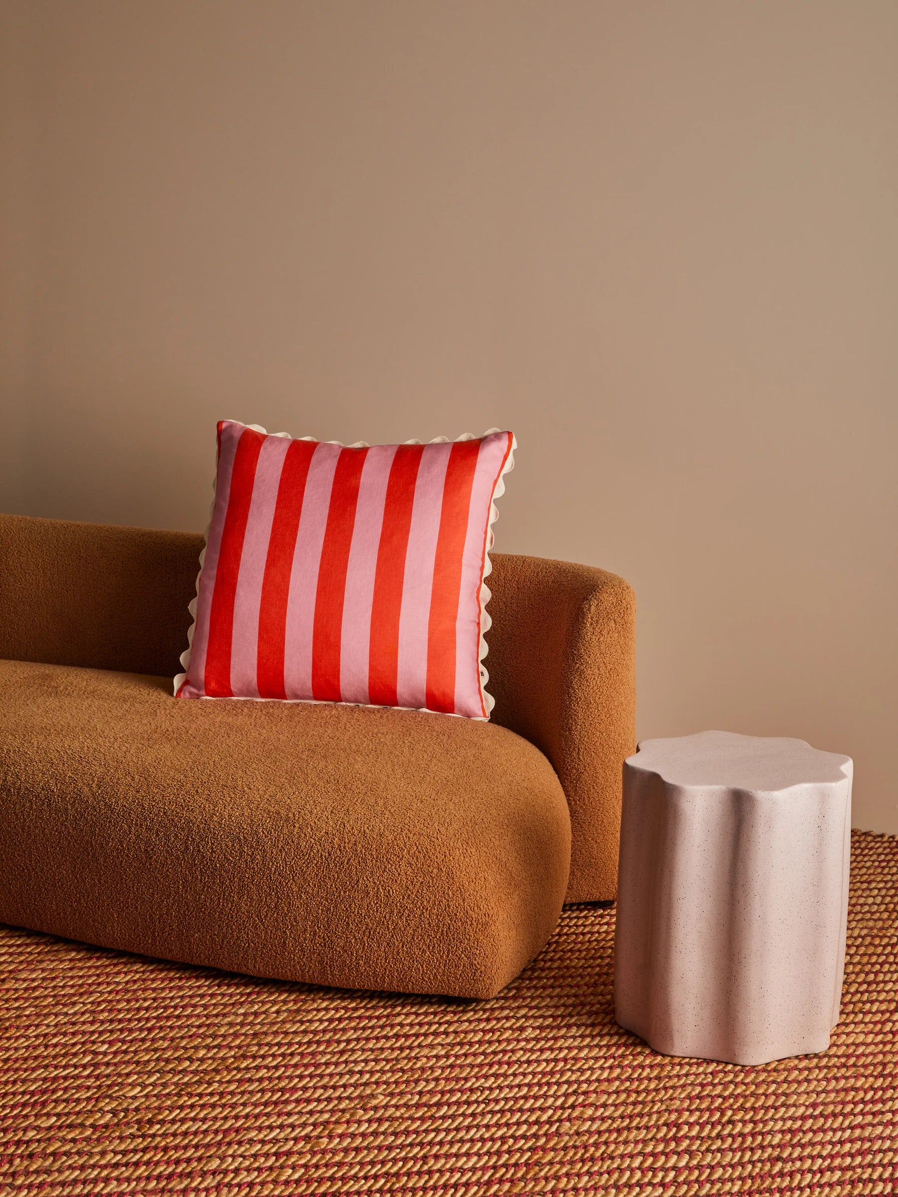 Bonnie & Neil Bold Stripe Sorbet Linen Cushion 60cm