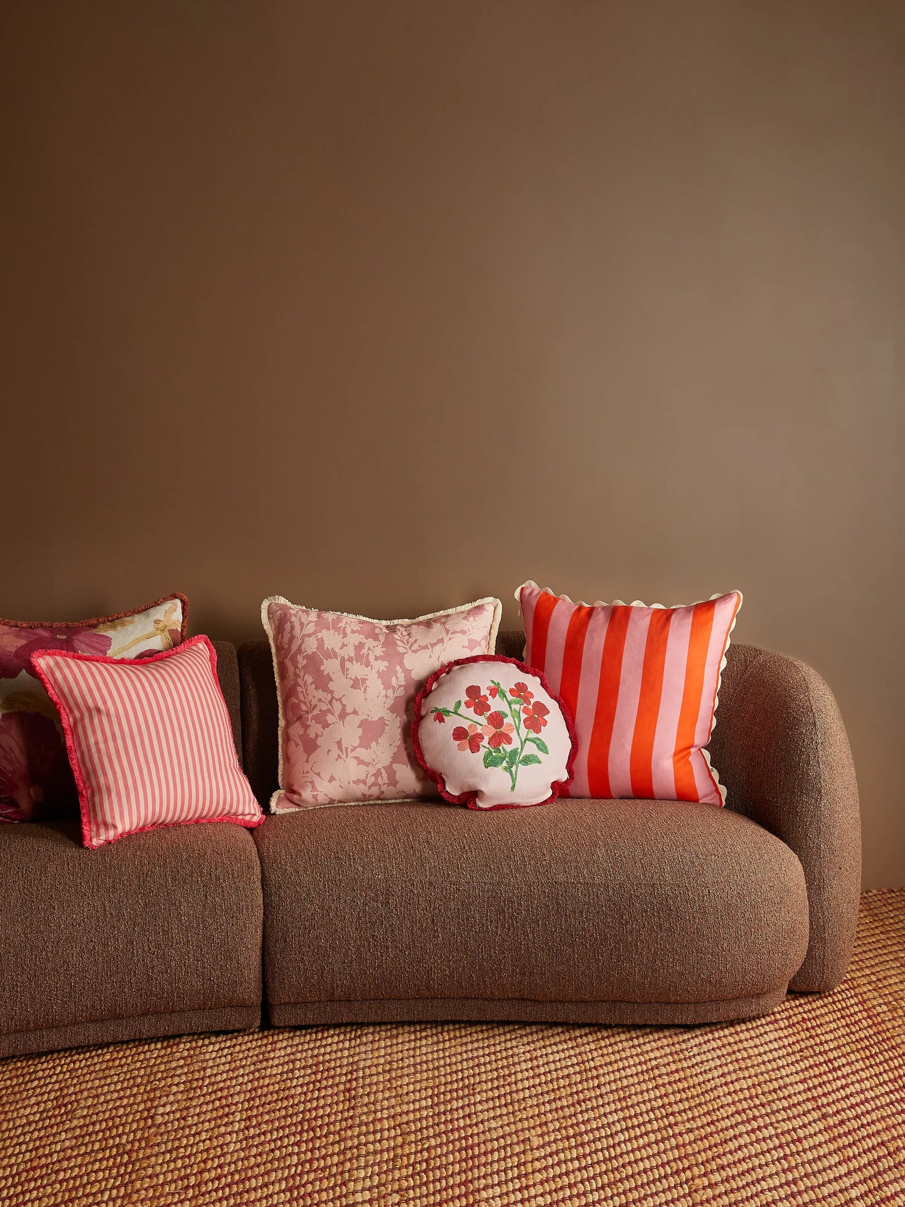Bonnie & Neil Bold Stripe Sorbet Linen Cushion 60cm
