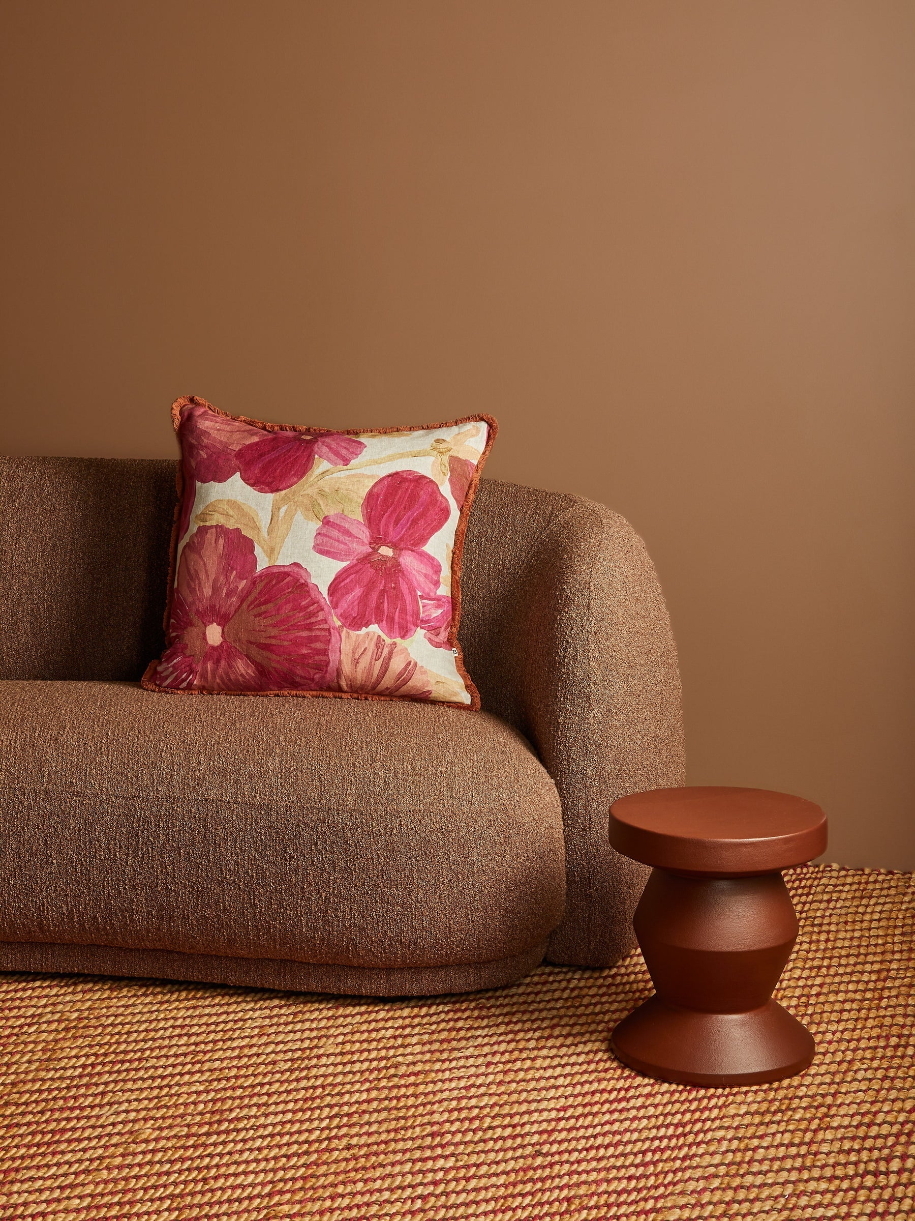 Bonnie and Neil Wild Pansy Pink Linen Cushion 60cm