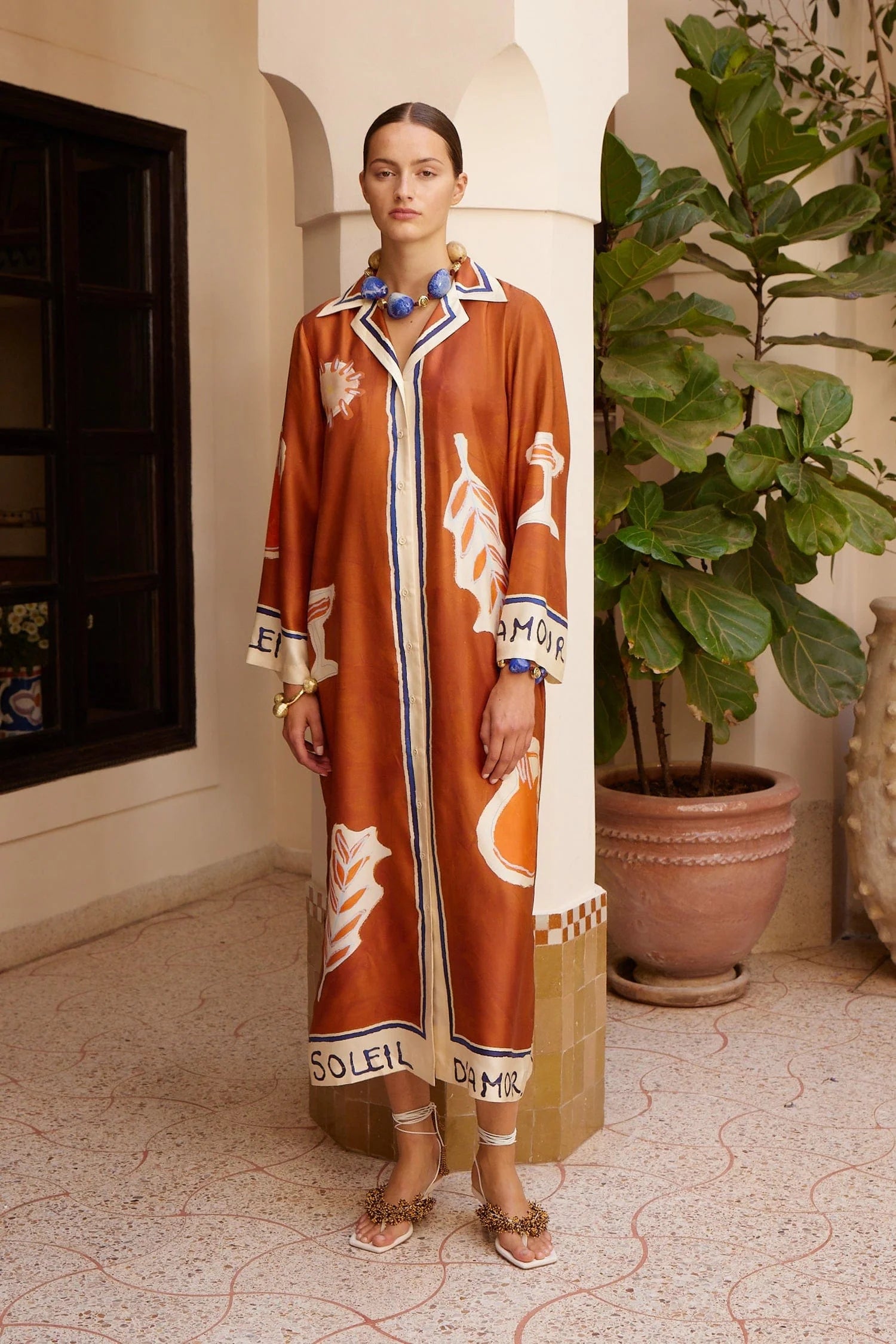 Alemais Soleil D'Amour Silk Shirtdress