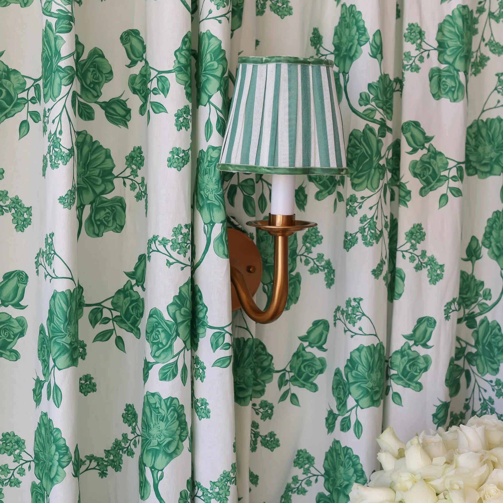 Green Stripe Scallop Lamp Shade