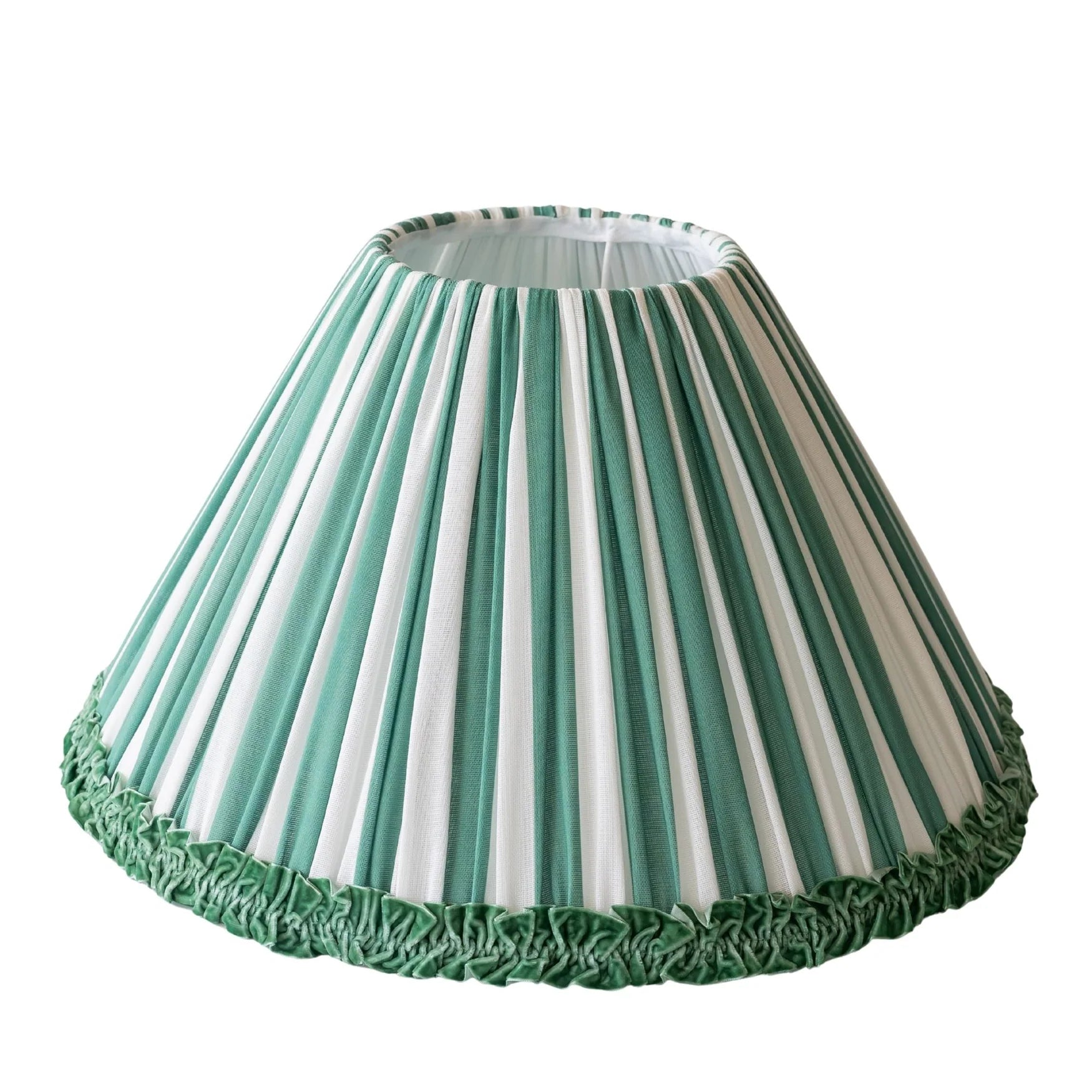 Green Striped Ruffle Lamp Shade