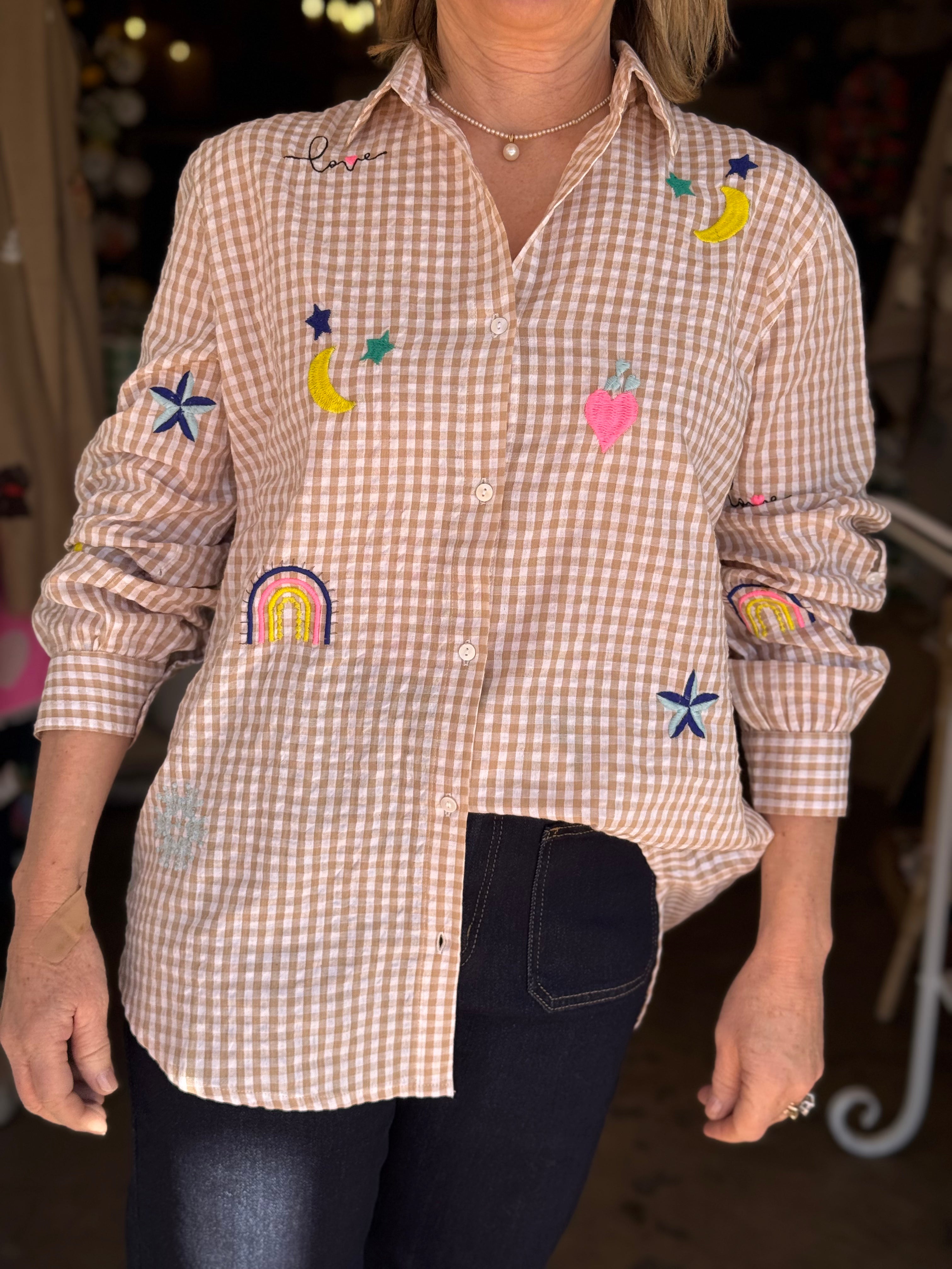 Gingham Embroided Shirt
