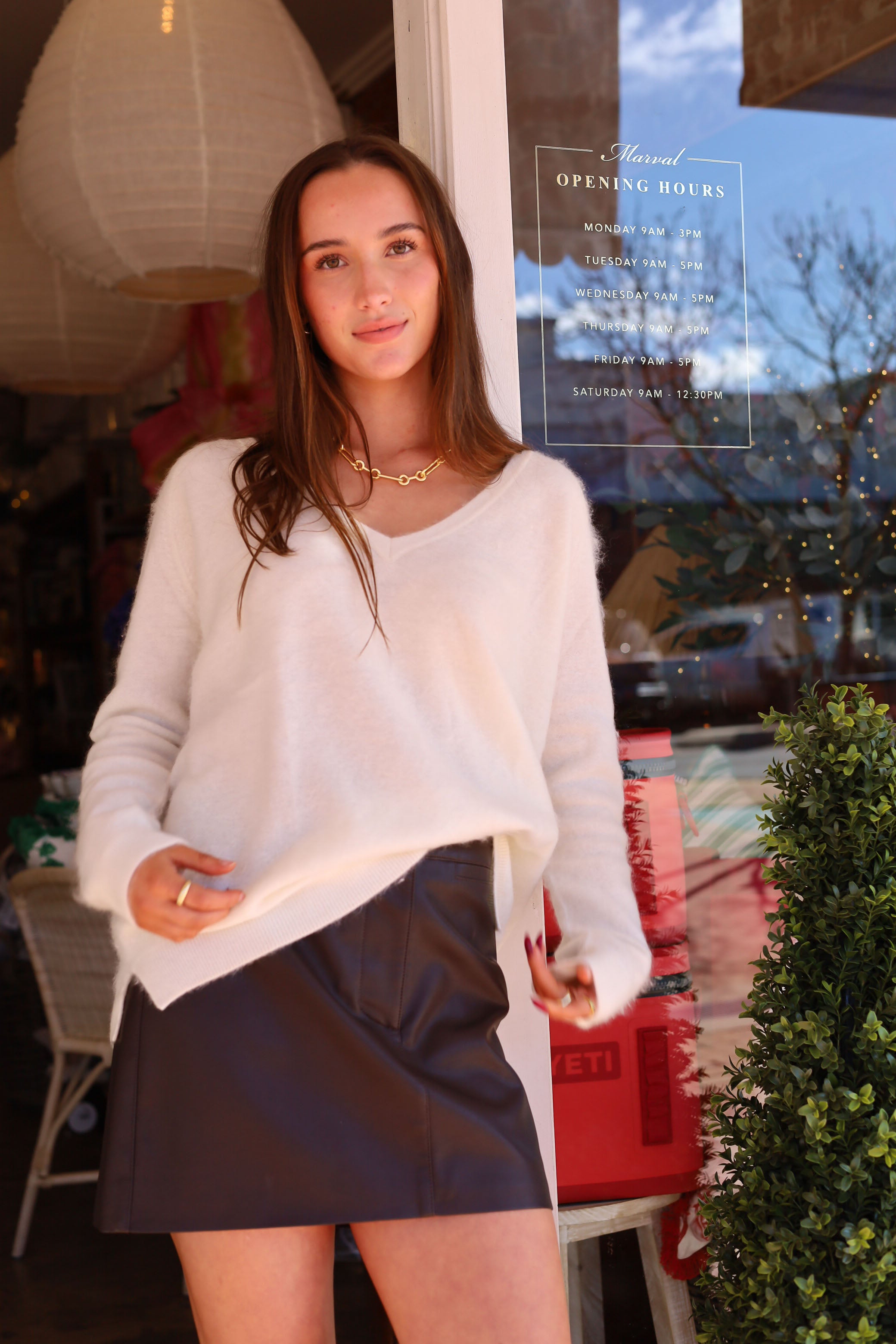 Grace and May V Neck Brushed Cashmere Knit