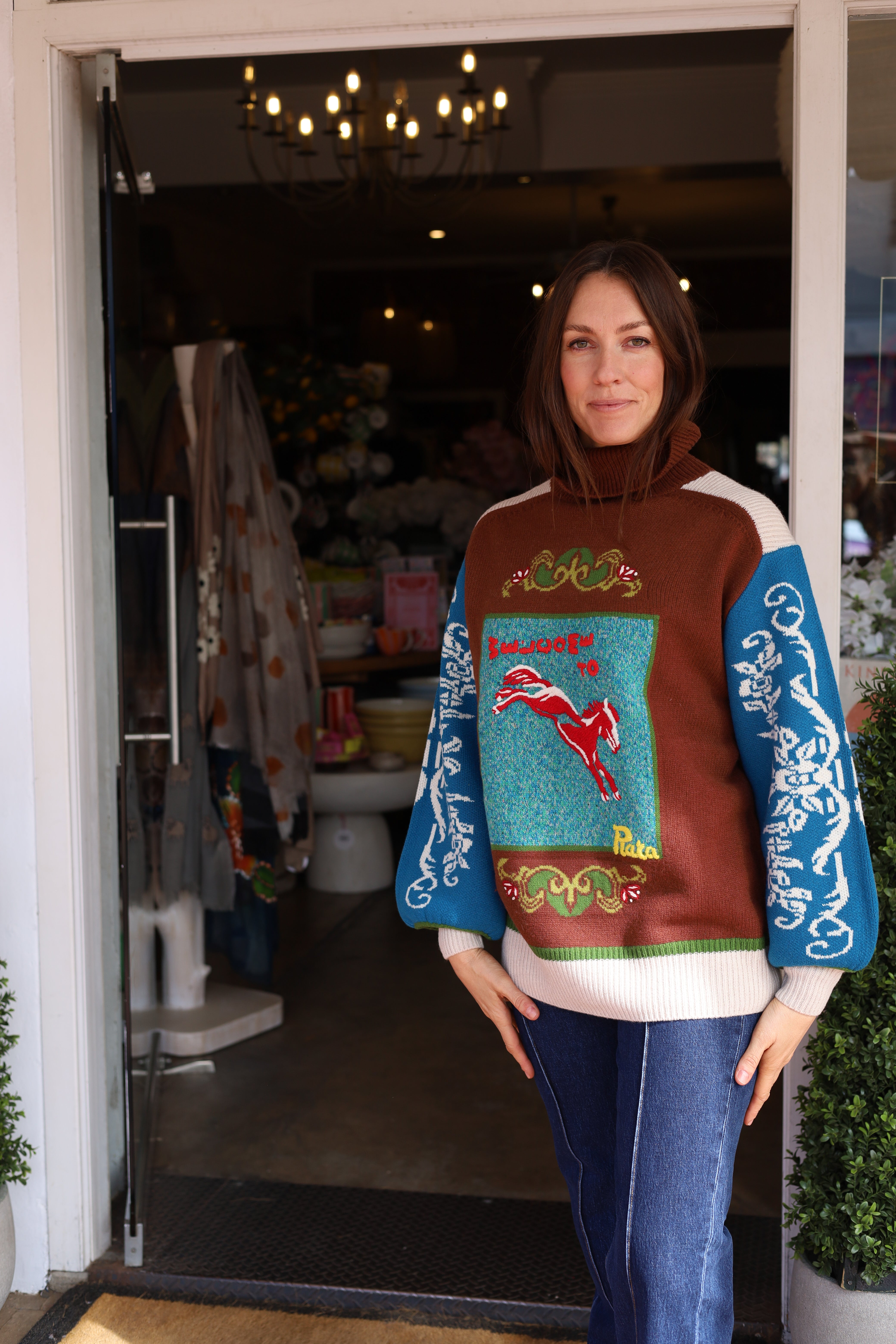 Alemais Lasso Patchwork Knit Sweater