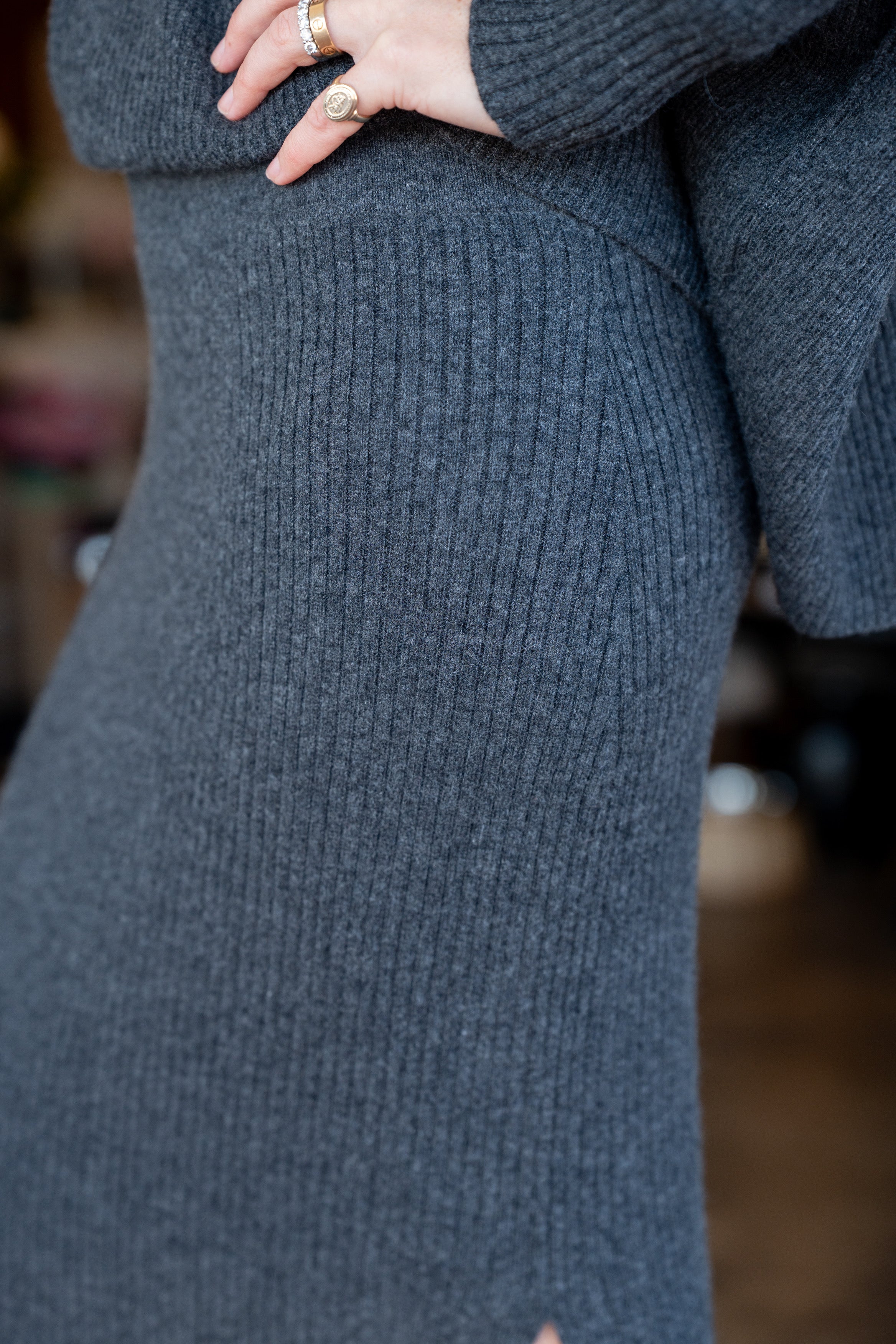 Grace and May Charcoal Ribbed Skirt