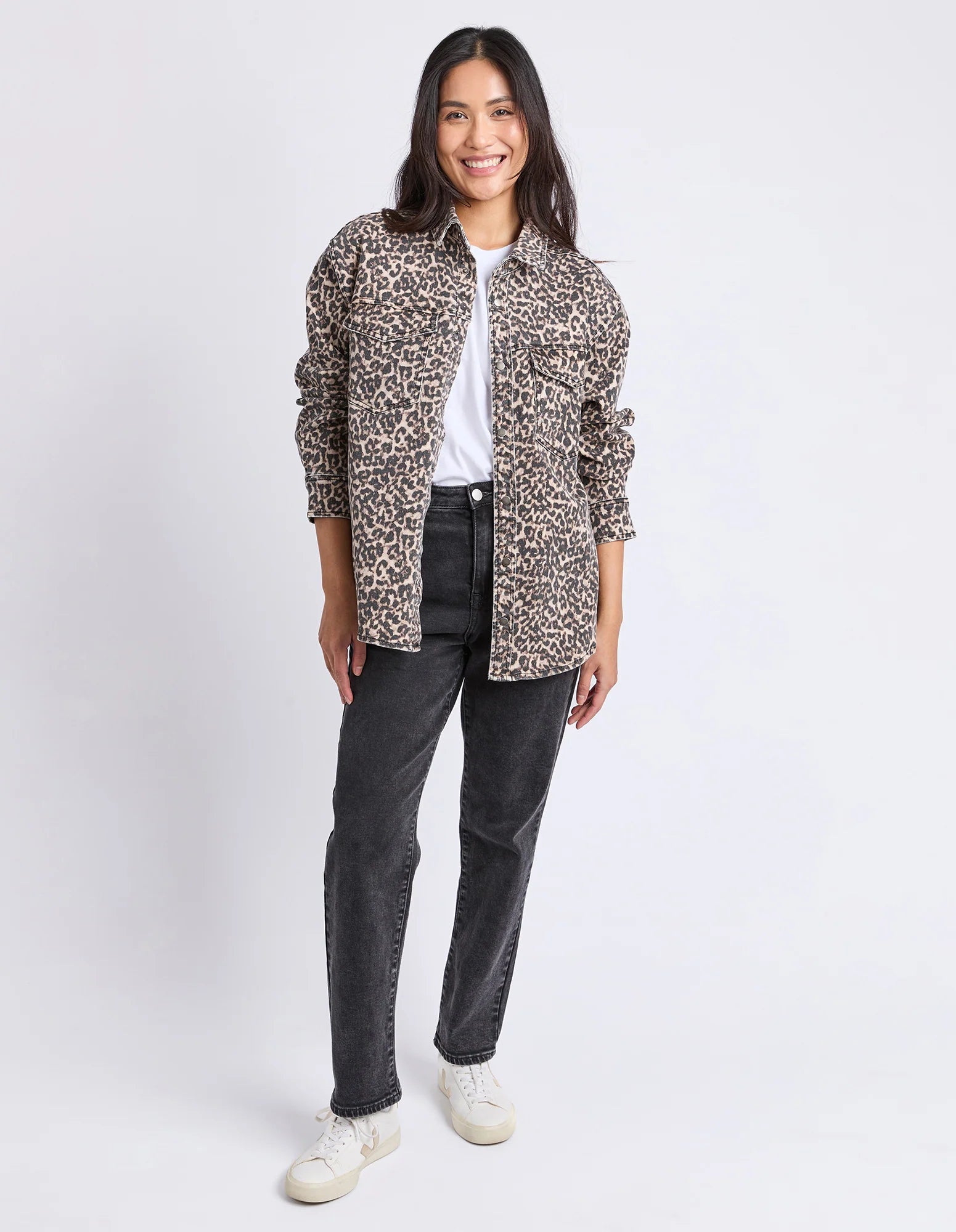 Foxwood Leopard Print Denim Shirt