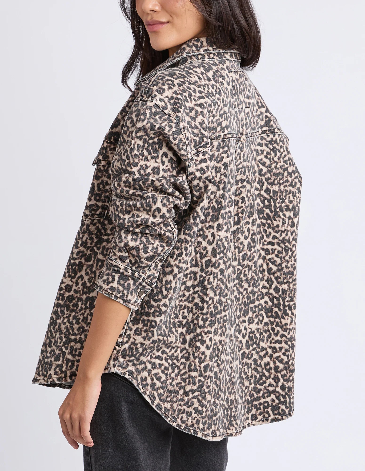 Foxwood Leopard Print Denim Shirt