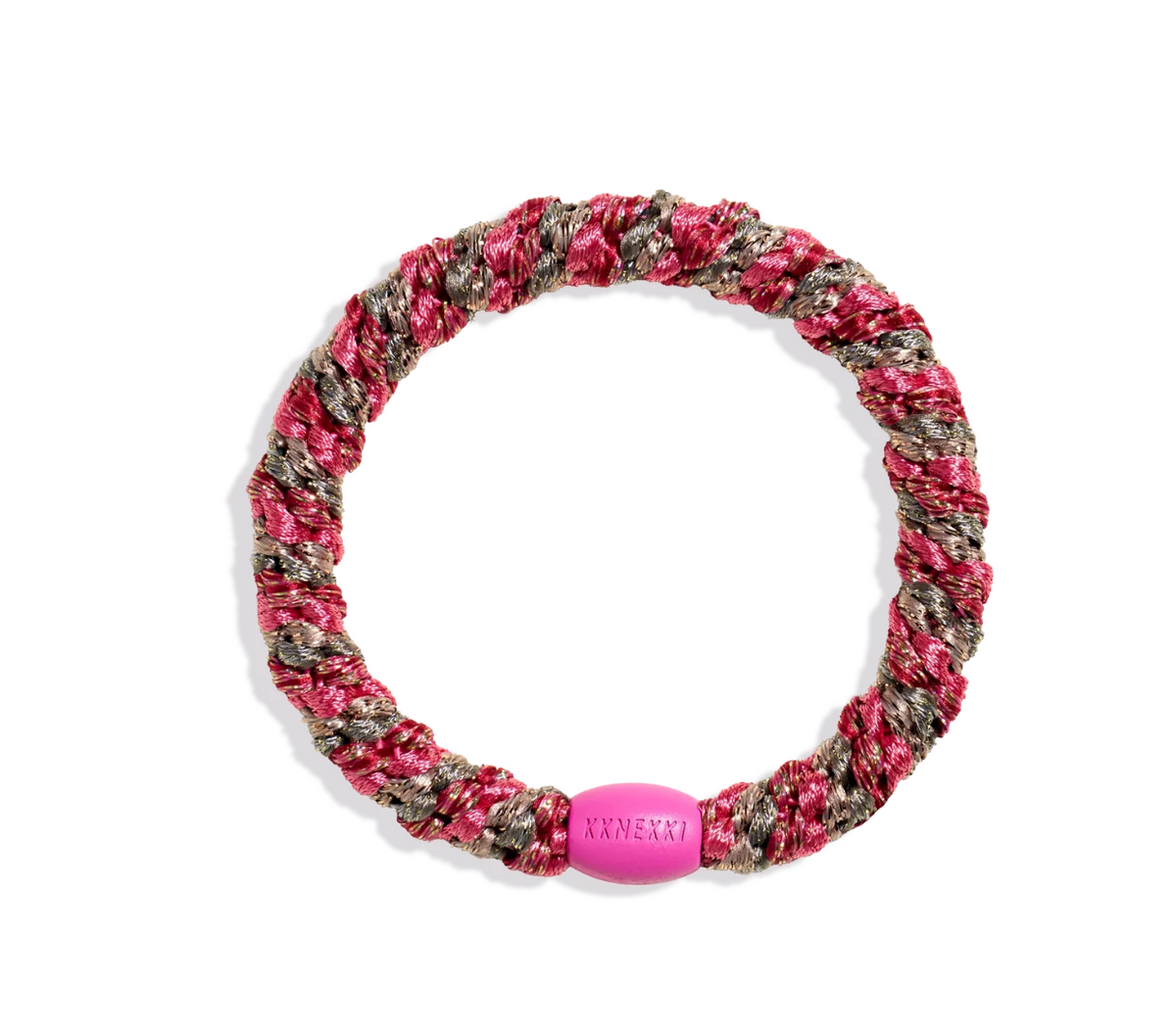 KKNEKKI HAIR TIE RASBERRY TAUPE GLITTER