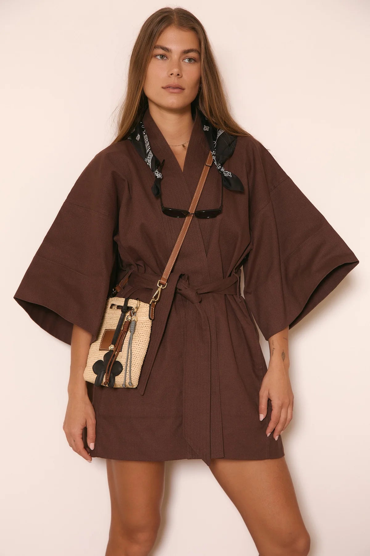 Nim Leather Trimmed Raffia Pocket