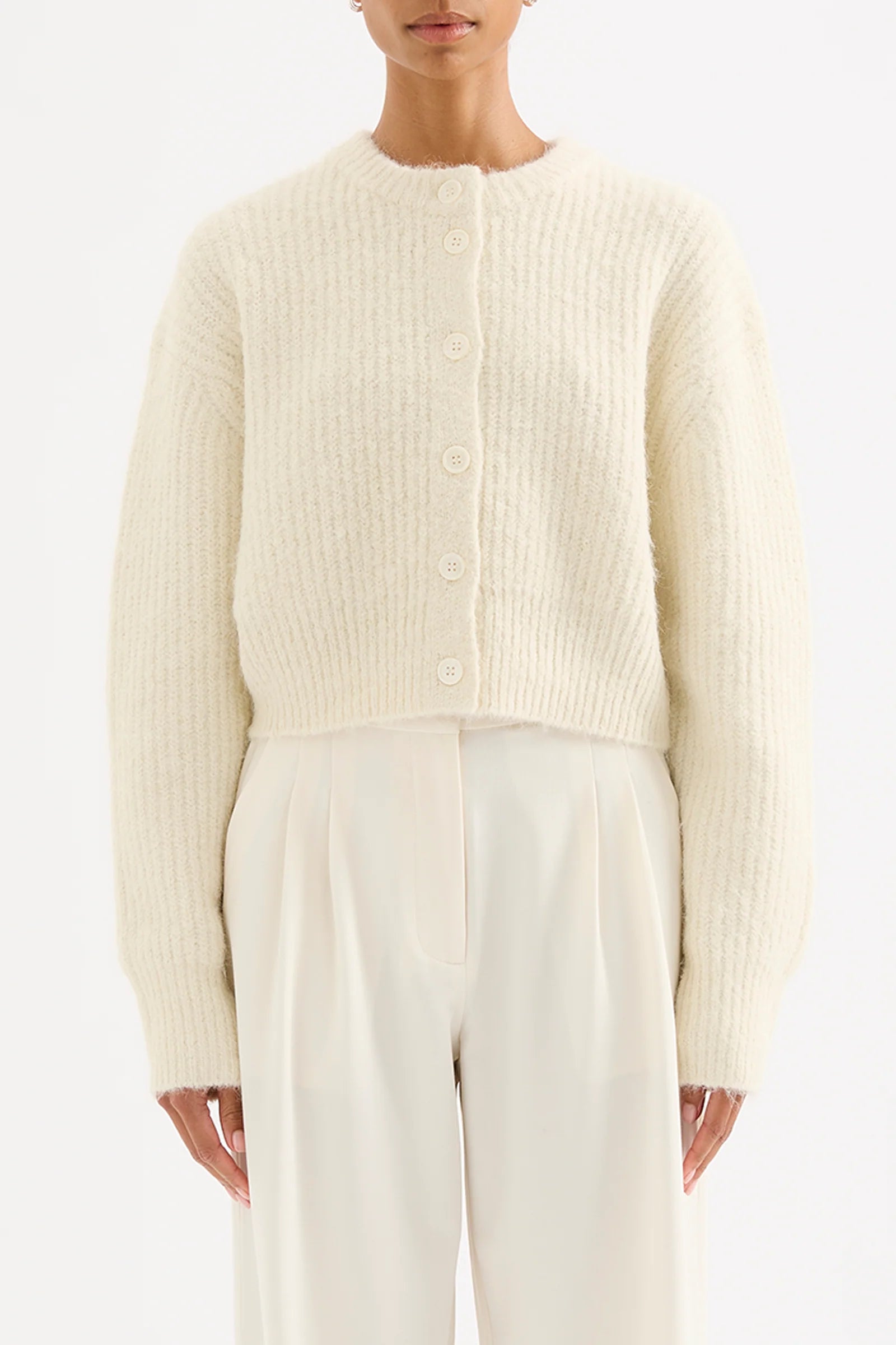 Nude Lucy Nixon Cropped Cardigan