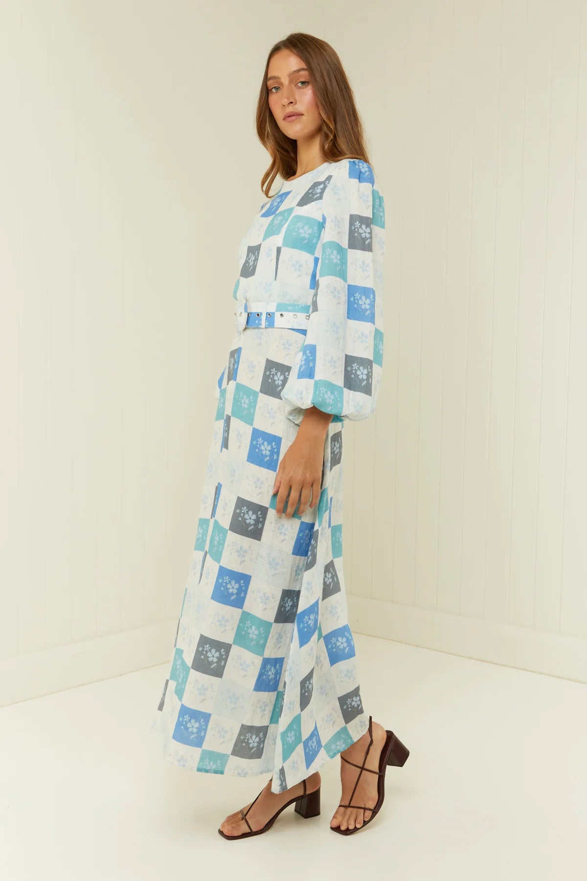 Palm Noosa Melrose Dress Blue Floral Tile