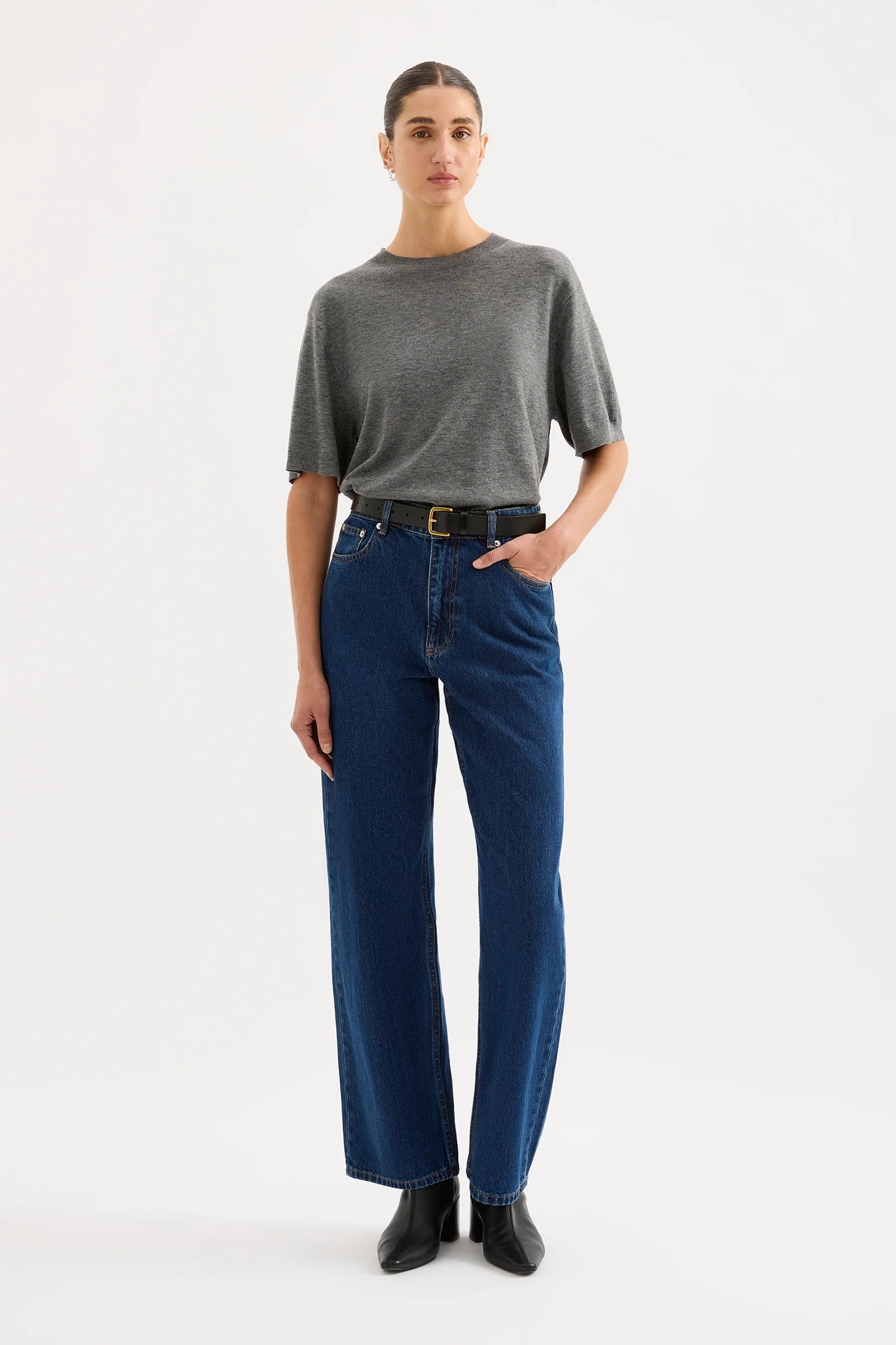 Nude Lucy Rae Knit Tee Charcoal