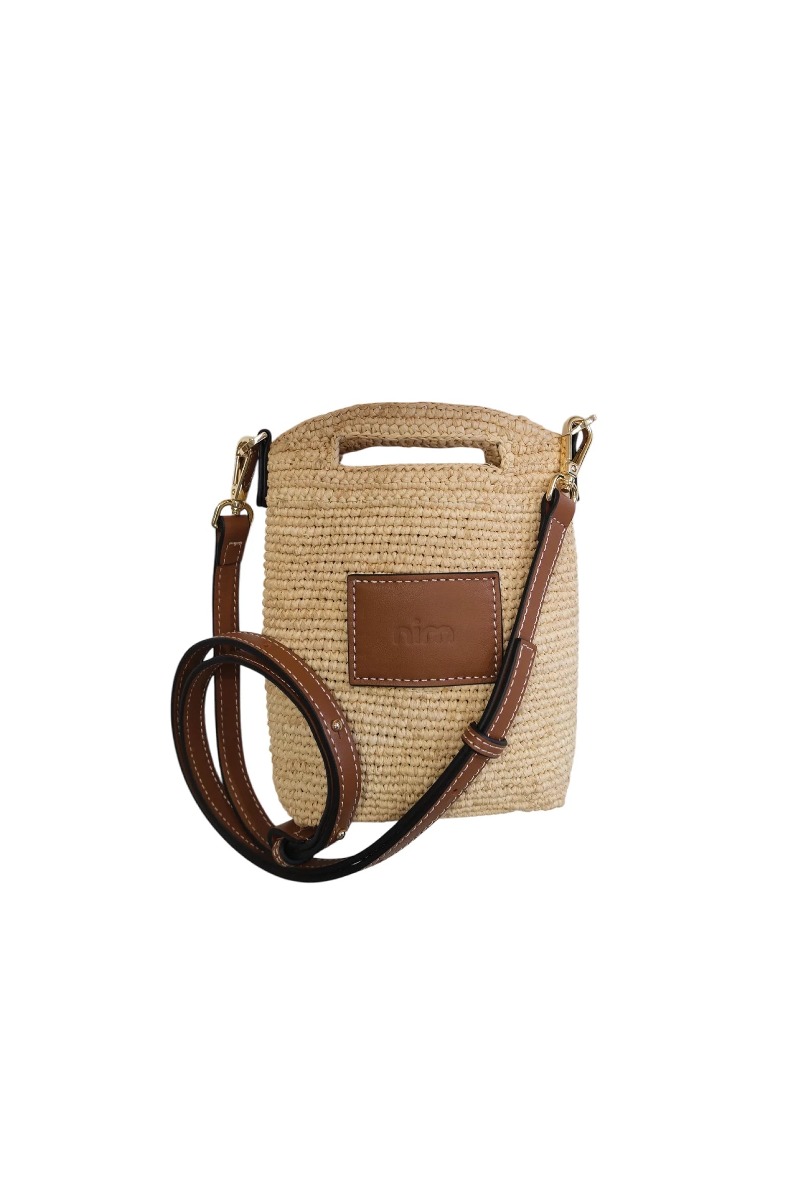 Nim Leather Trimmed Raffia Pocket