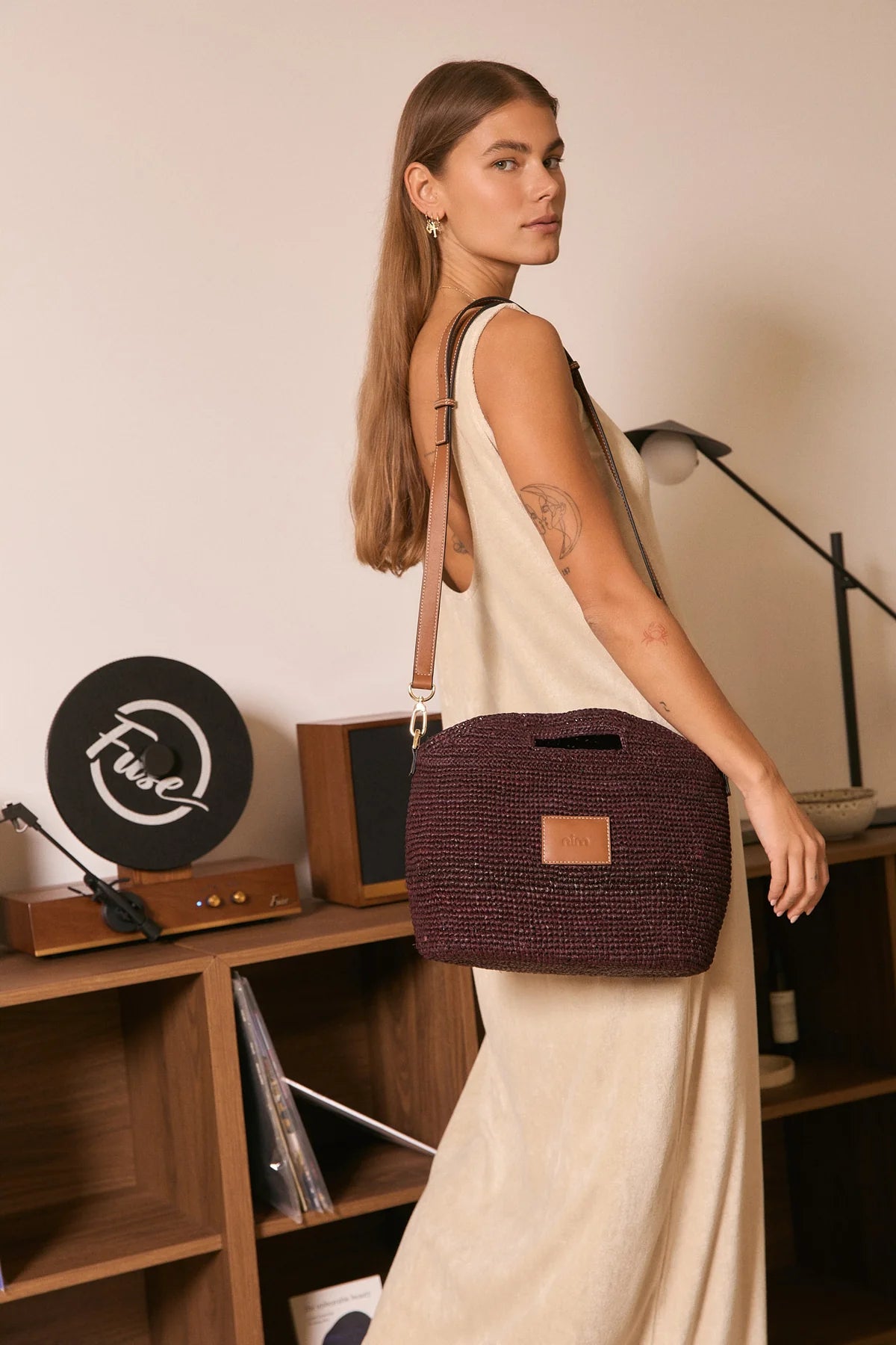 Nim Leather Trim Raffia BB