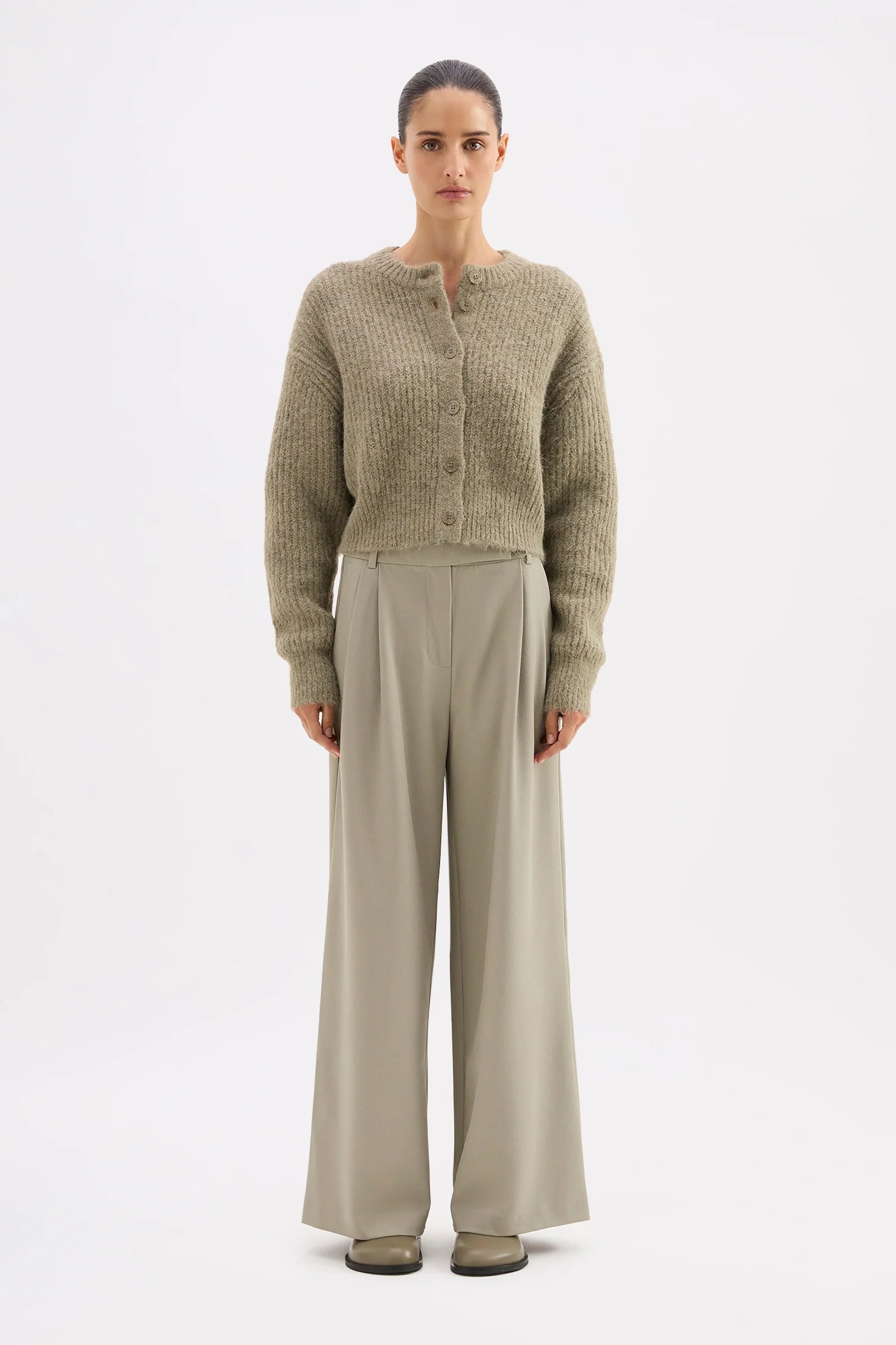 Nude Lucy Nixon Cropped Cardigan