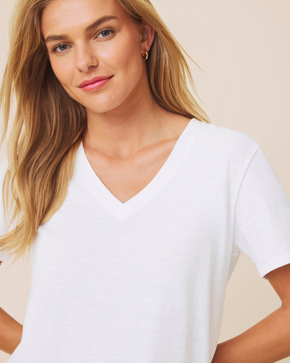Splendid Louisa Boyfriend V-Neck Short Sleeve Tee - White