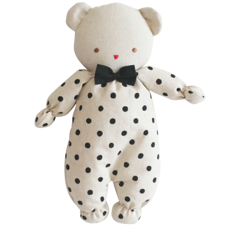 Alimrose Baby Ted Black Linen Spot