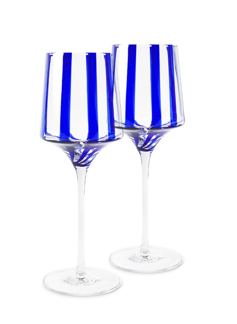 Kip & Co Mykonos Stripe Vino Glass 2Pk