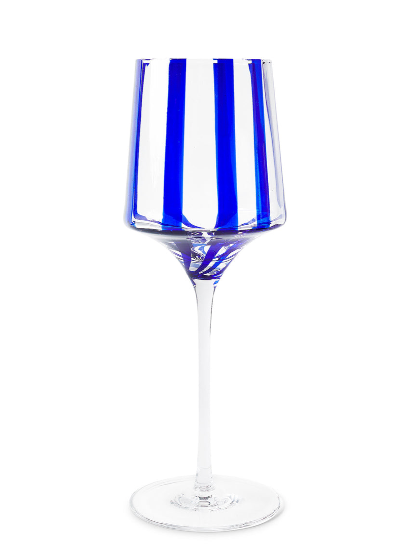 Kip & Co Mykonos Stripe Vino Glass 2Pk