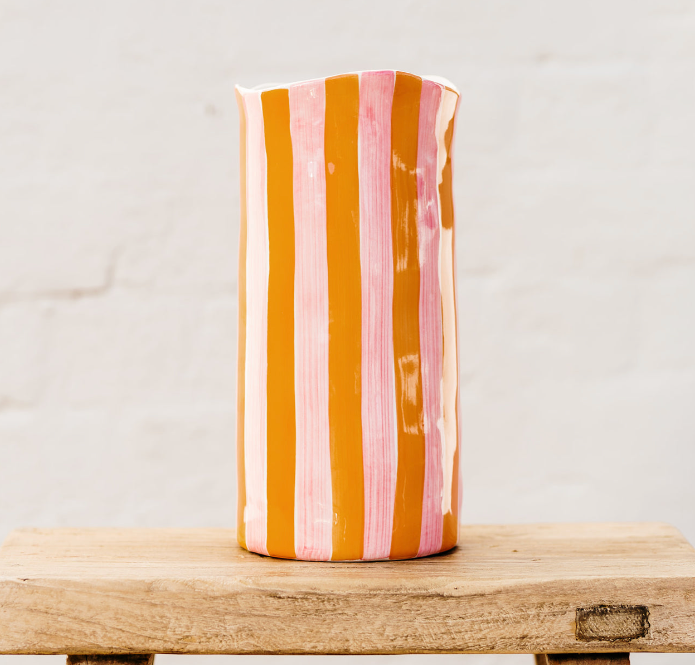 Noss & Co Large Vase Pink & Orange Stripe