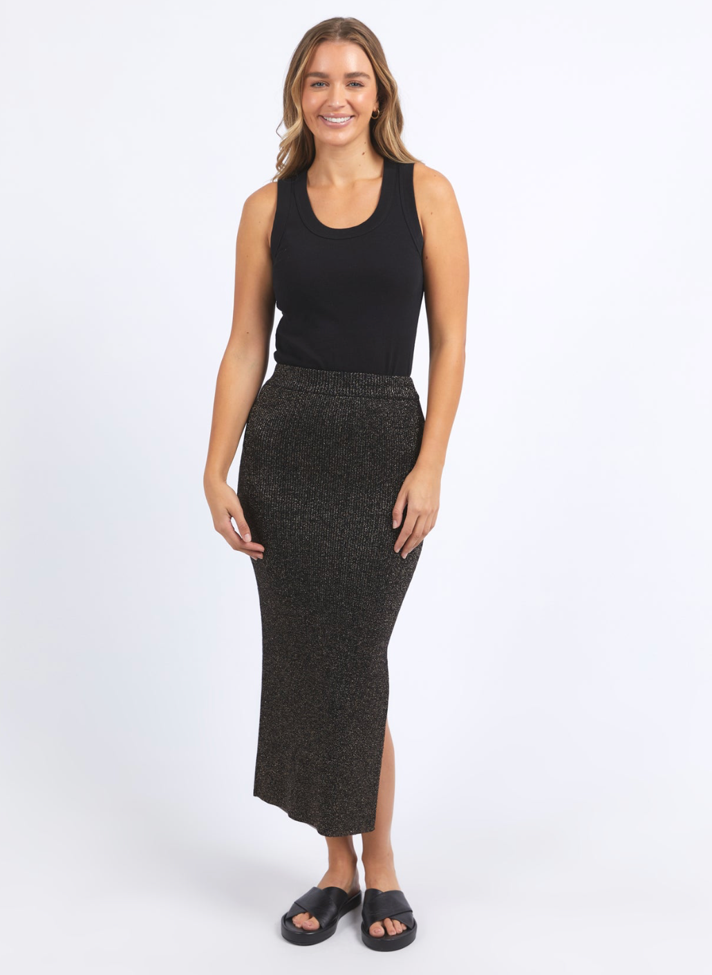 Foxwood Tessa Metallic Knit Skirt