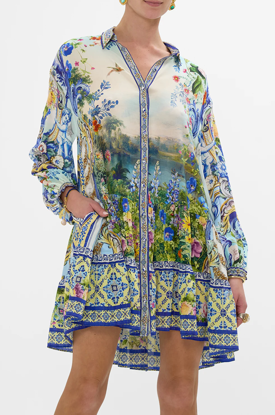 Camilla Long Sleeve Tiered Short Dress