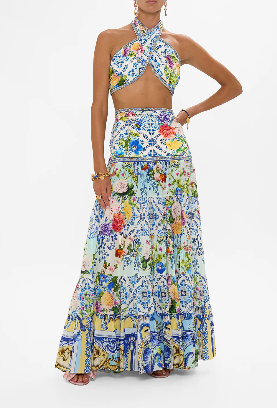 Camilla Jersey Spliced Tiered Skirt