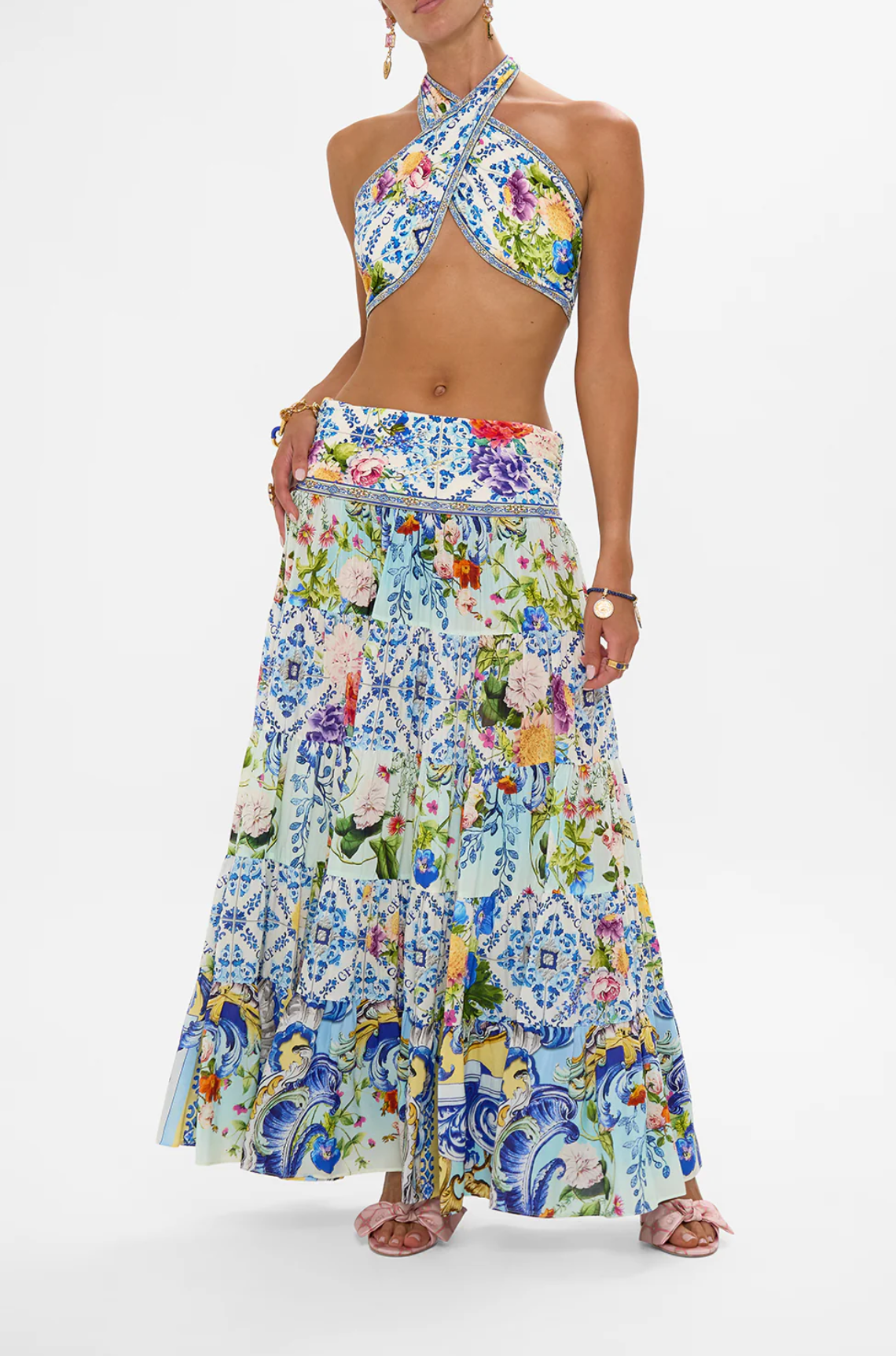 Camilla Jersey Spliced Tiered Skirt