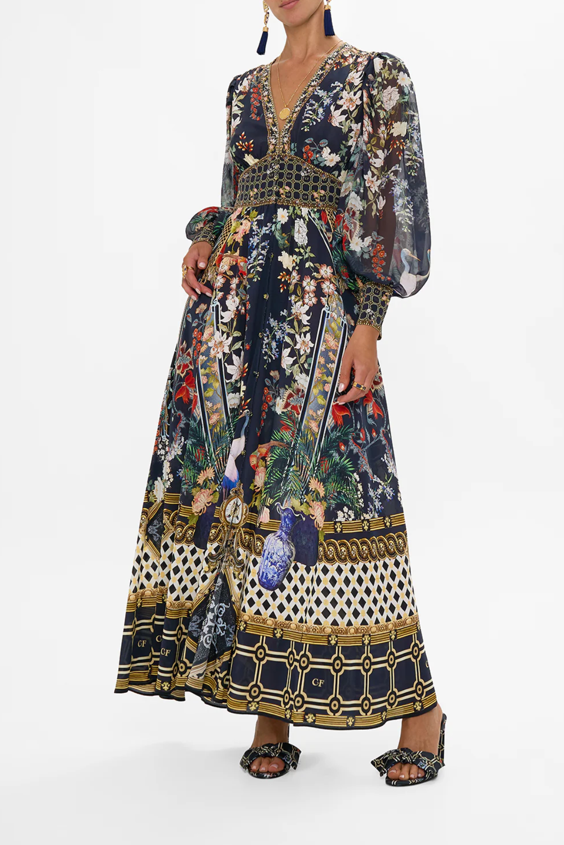 Camilla Palacio Poetry Shaped Waistband Dress with Gathered Sleeves
