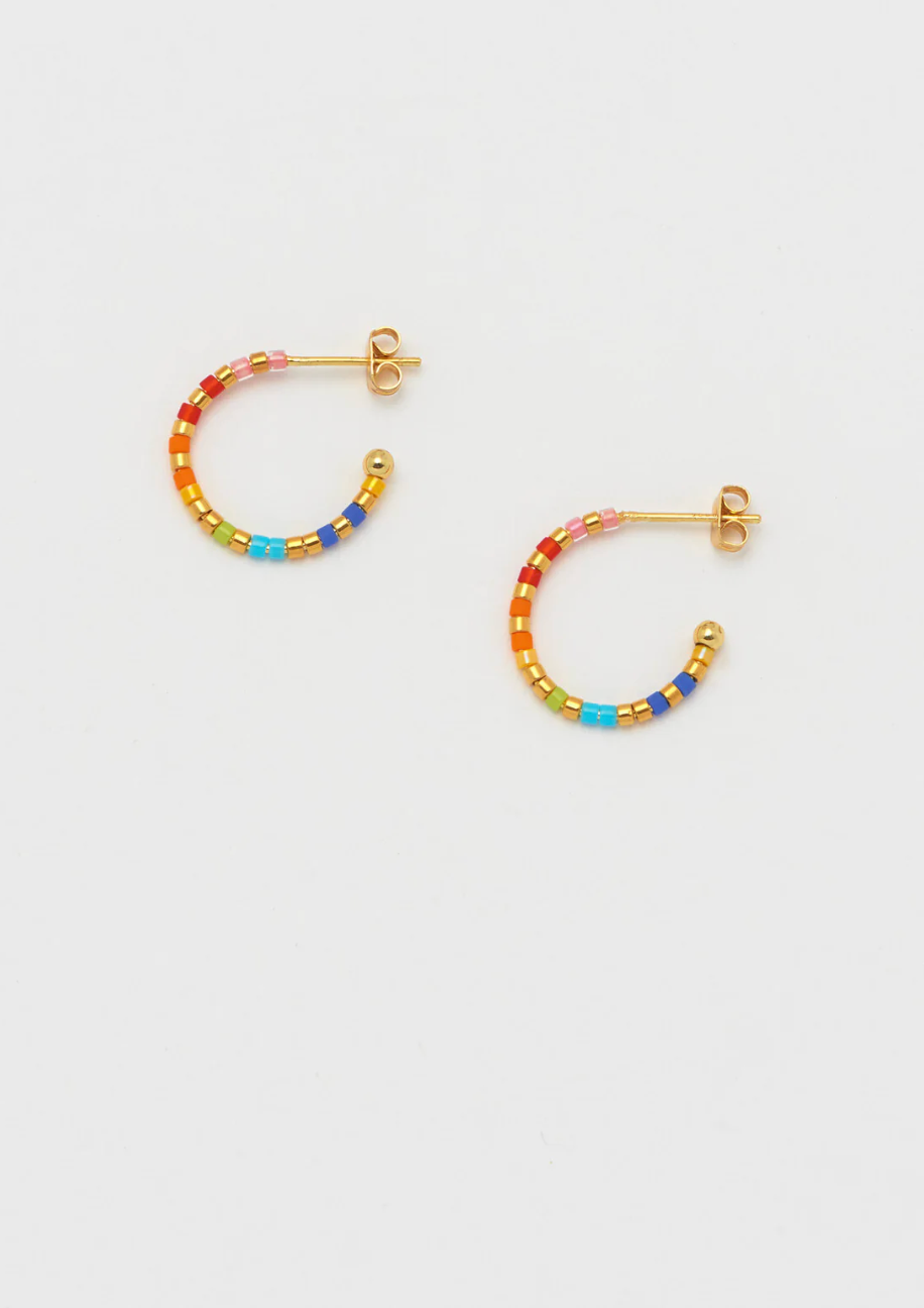Estella Rainbow Beaded Hoop Earrings