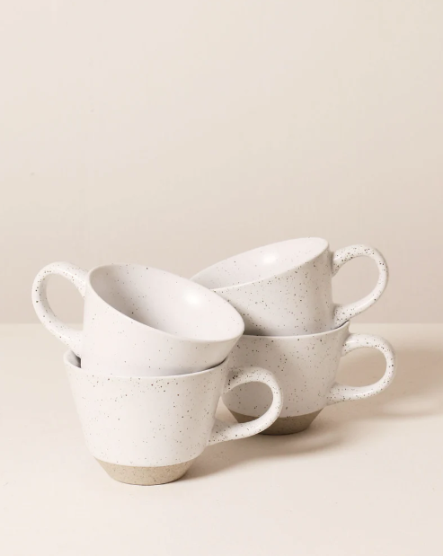 Capuccino Cup/Saucer Speckled White