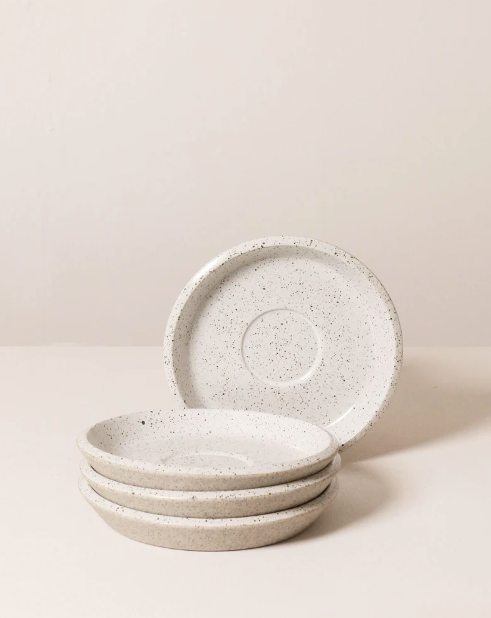 Capuccino Cup/Saucer Speckled White