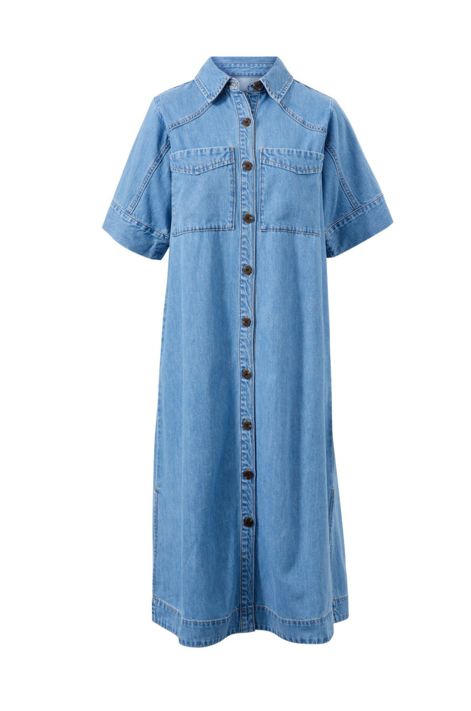 Ceres Life Short sleeve Yoke Midi Dress