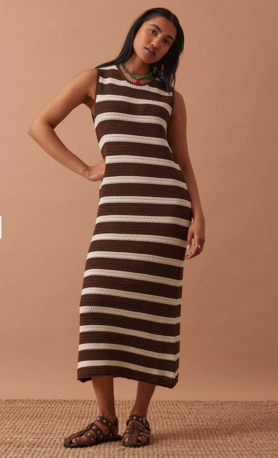 Ceres Life Margot Mesh Knit Midi Dress
