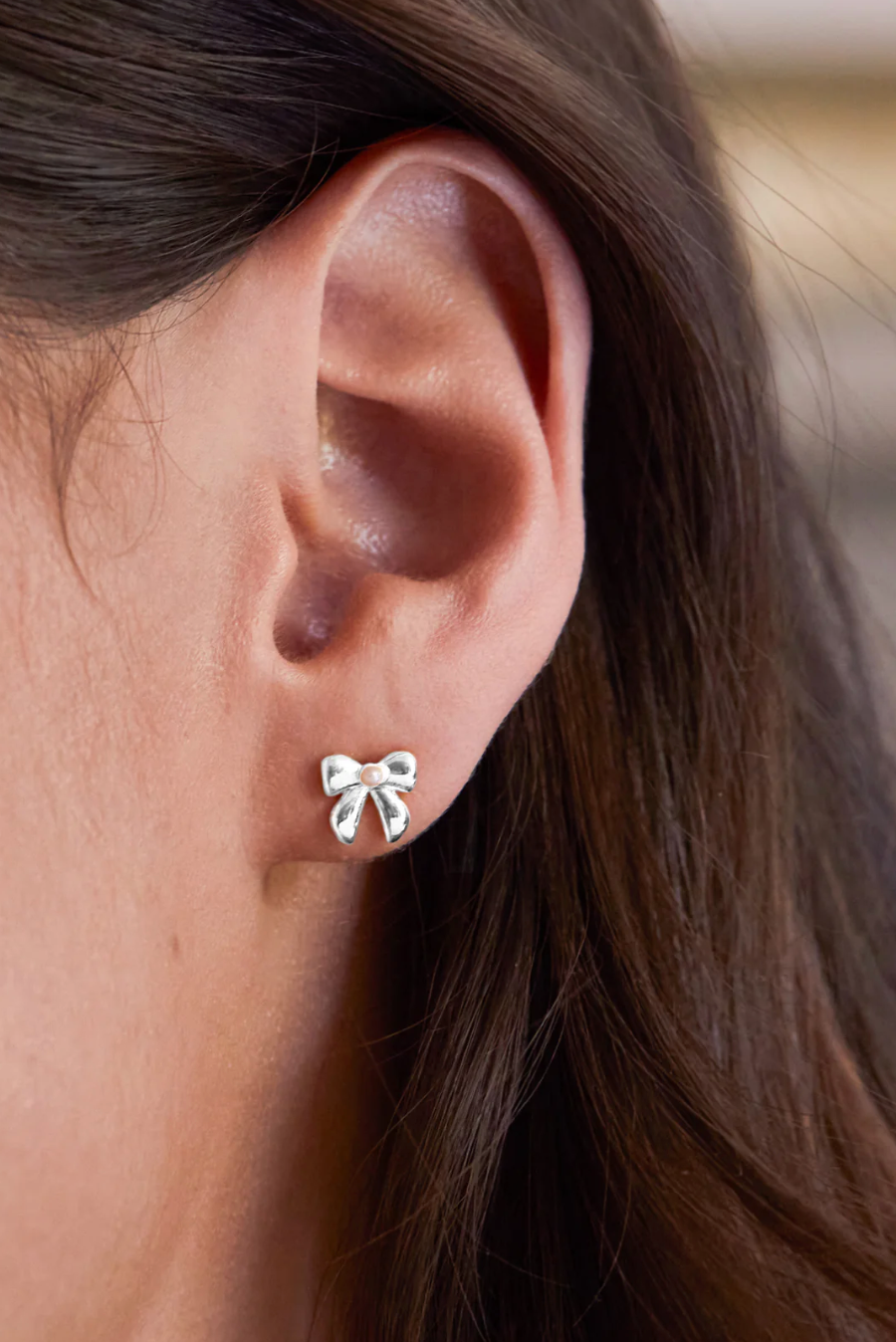 Estella Bartlett Pearl Bow Studs Silver