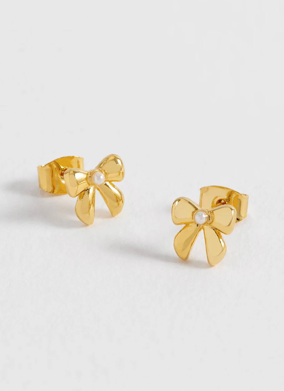 Estella Bartlett Pearl Bow Studs Gold