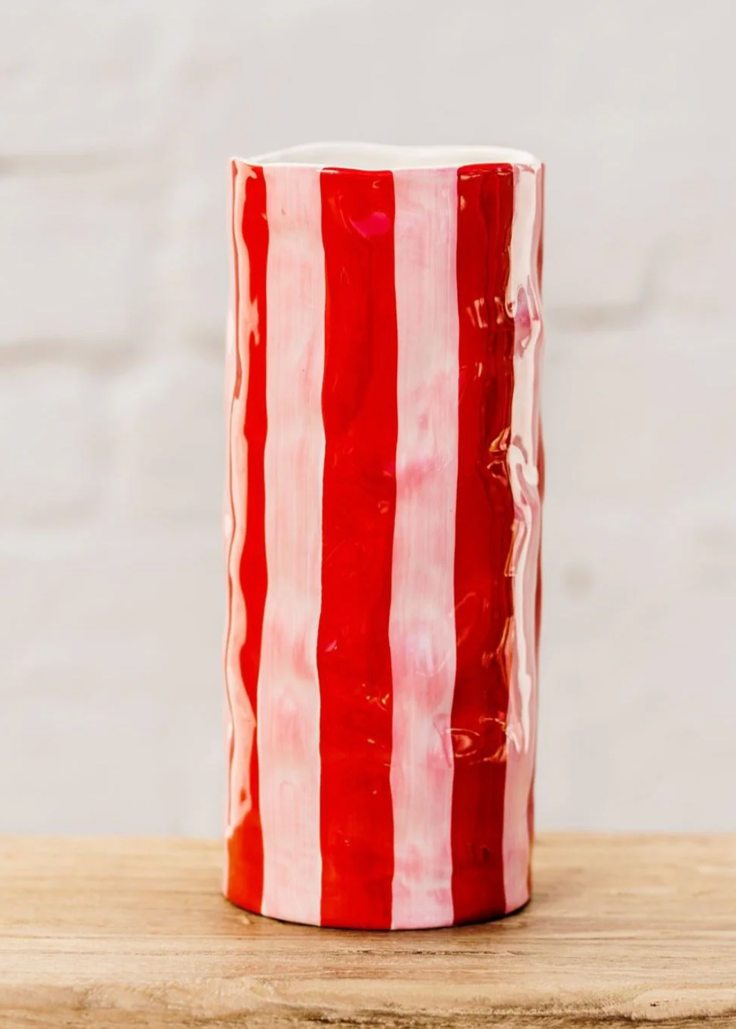 Noss Medium Vase Red & Pink Stripe