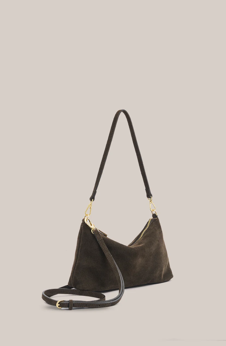 Vestirsi Ashley Dark Chocolate Suede Crossbody Bag