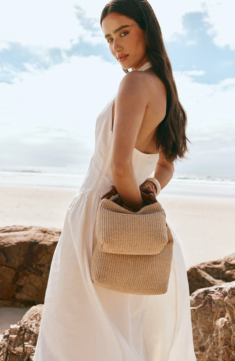 Vestirsi Jess Mini Tan Raffia Pouch