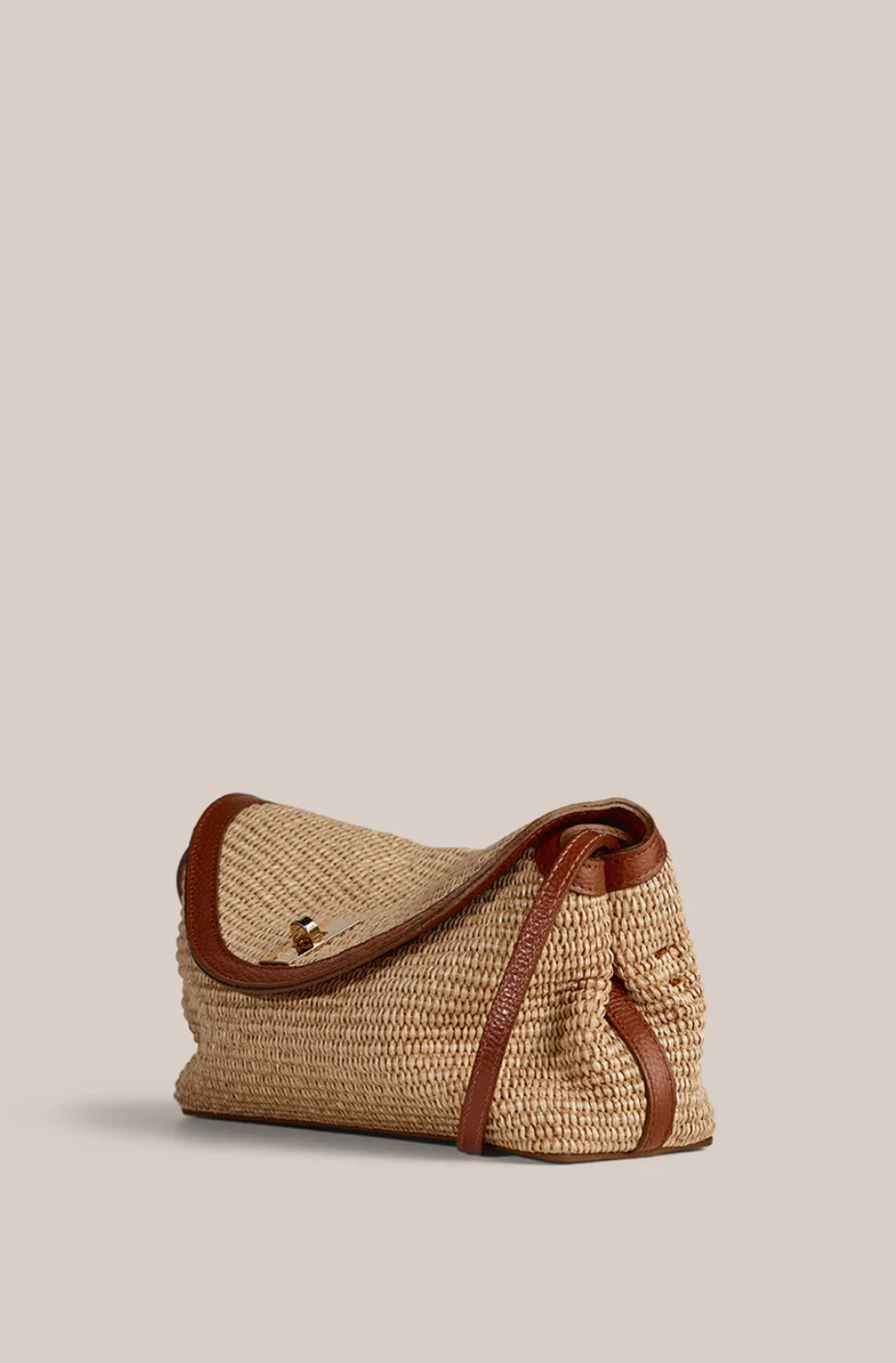 Vestirsi Sloane Tan Raffia Crossbody Clutch