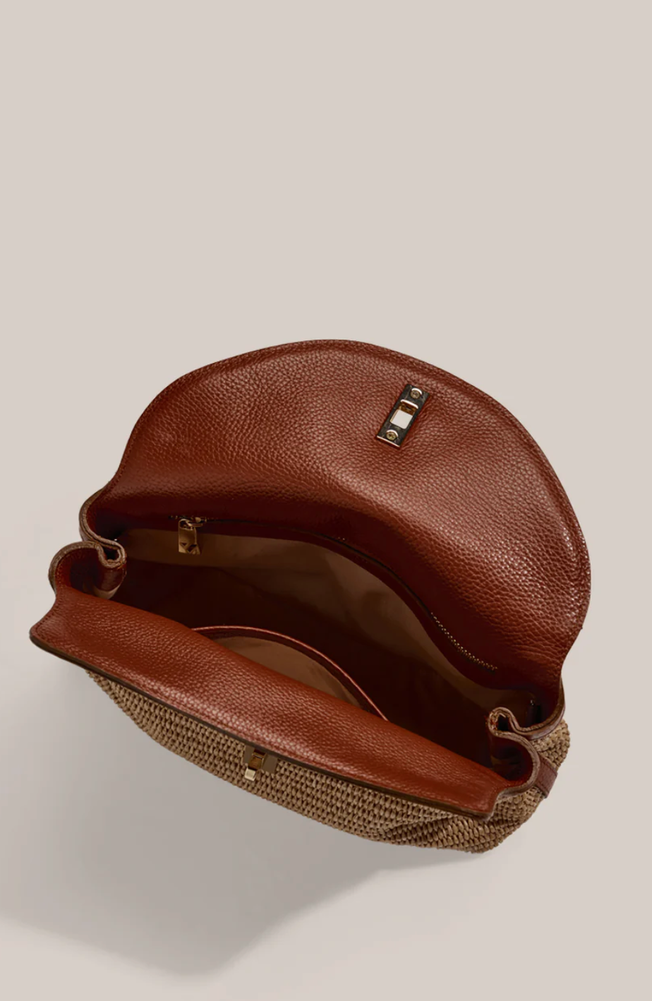 Vestirsi Sloane Tan Raffia Crossbody Clutch