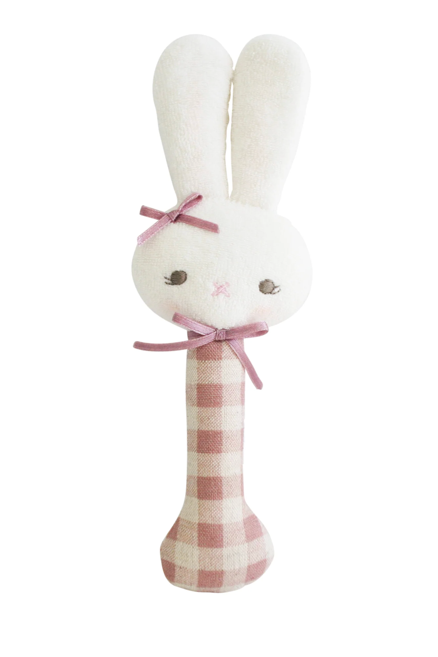 Alimrose Bunny Stick Rose Linen Check