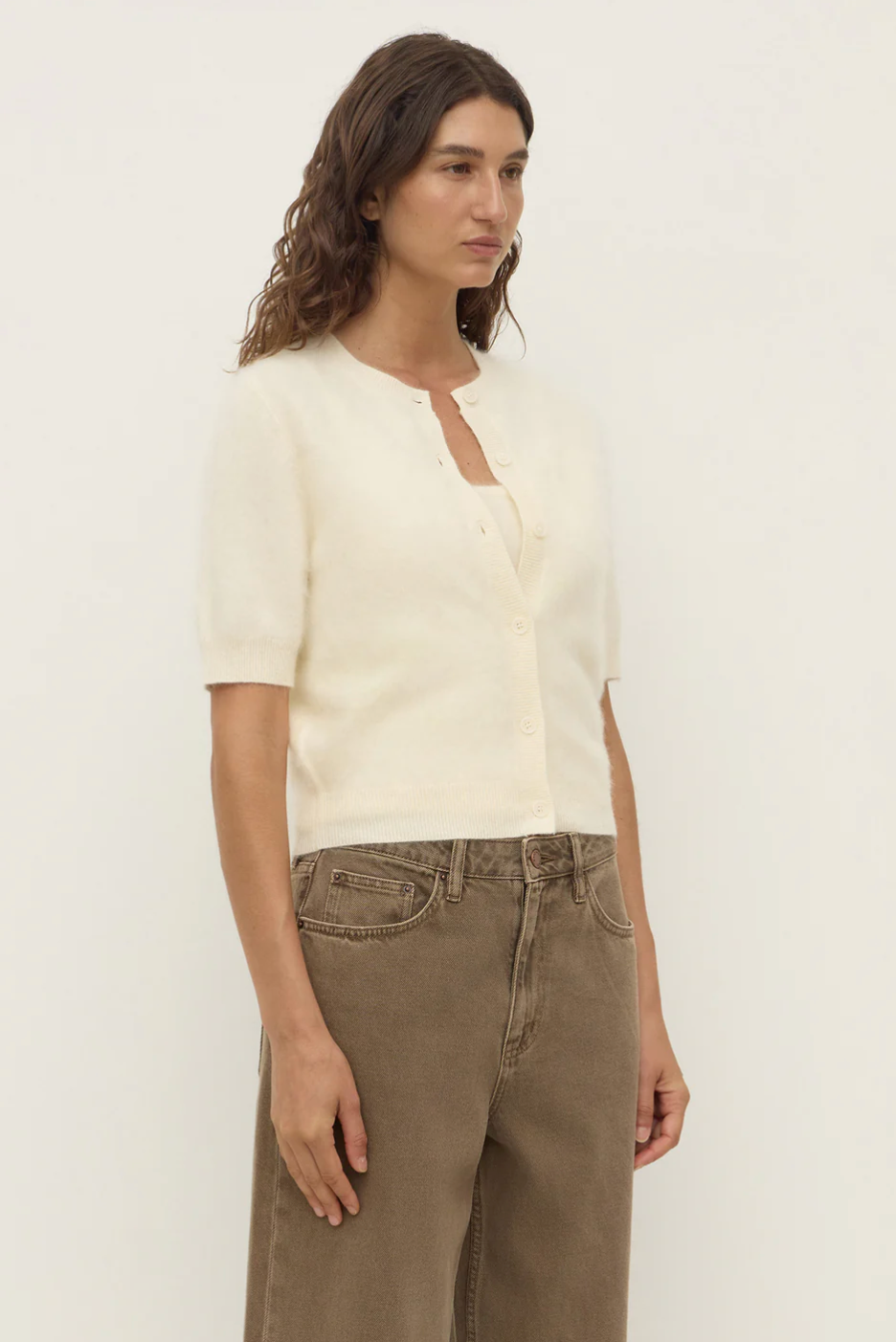 Assembly Label Carina Wool Short Sleeve Cardigan