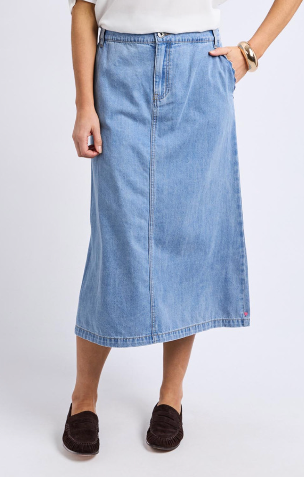 Elm Lifestyle Scallop Edge Denim Skirt