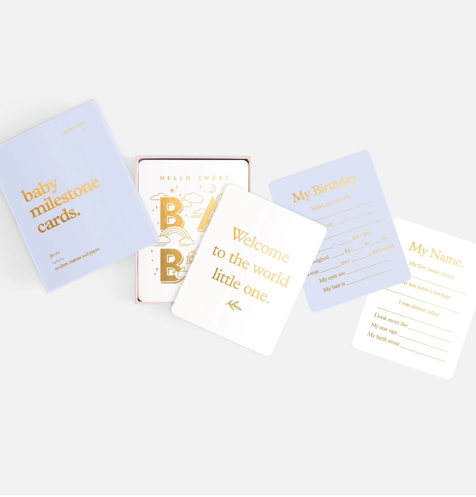 Fox & Fallow Baby Milestone Cards Powder Blue