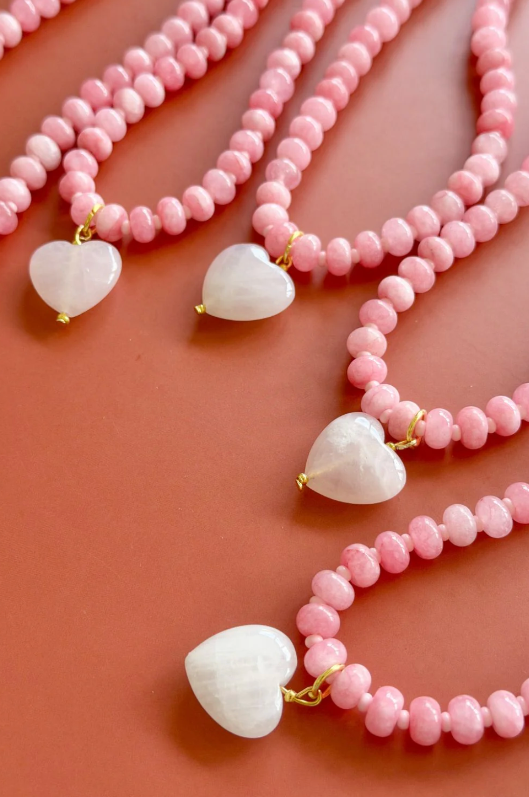 Mosk Over Sized Jade Pink Gem Necklace